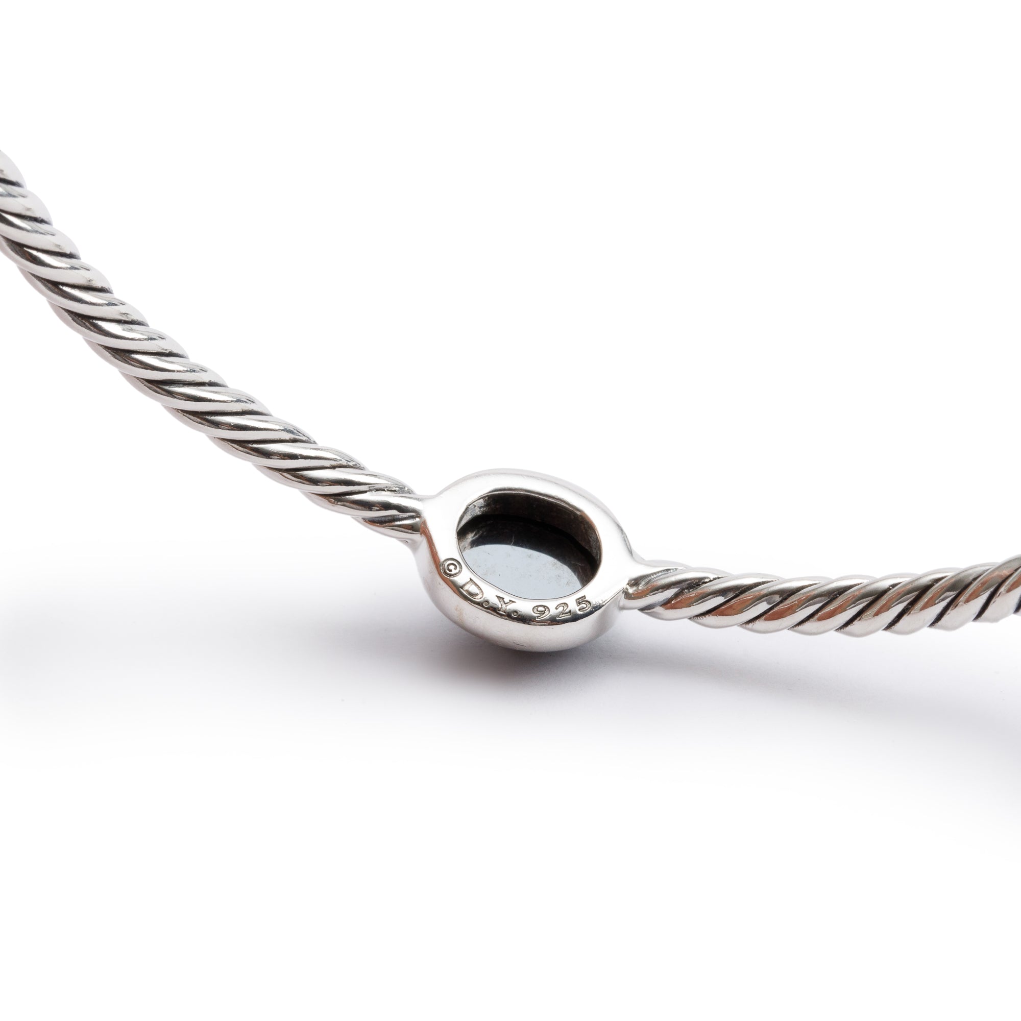 David Yurman Sterling Silver Hematite Color Classics Four Station Bangle Bracelet