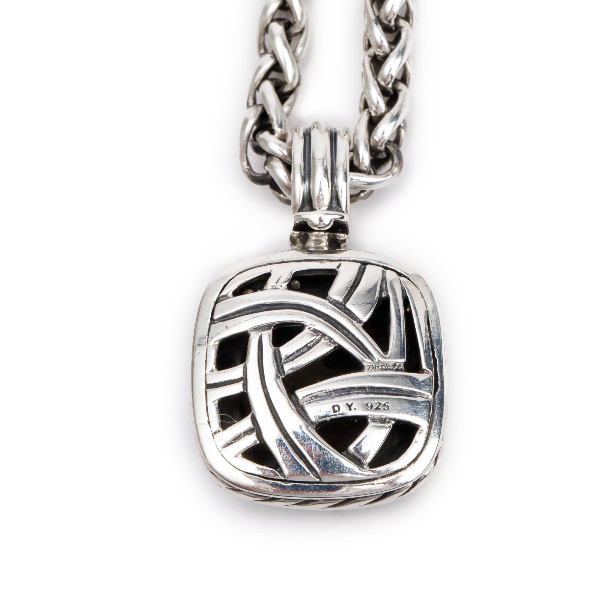 David Yurman Sterling Silver Hematite & Diamond Albion Pendant Necklace