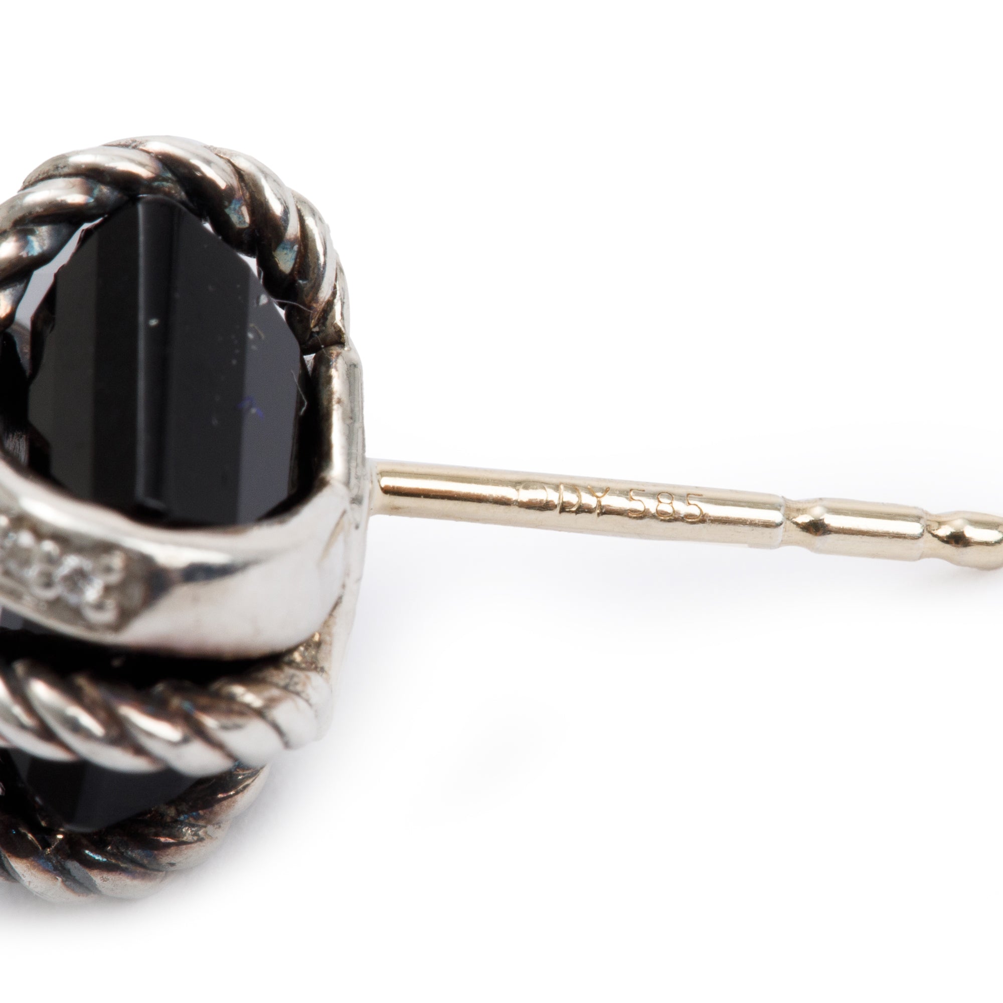 David Yurman Sterling Silver Onyx & Diamond Cable Wrap 11 MM Stud Earrings