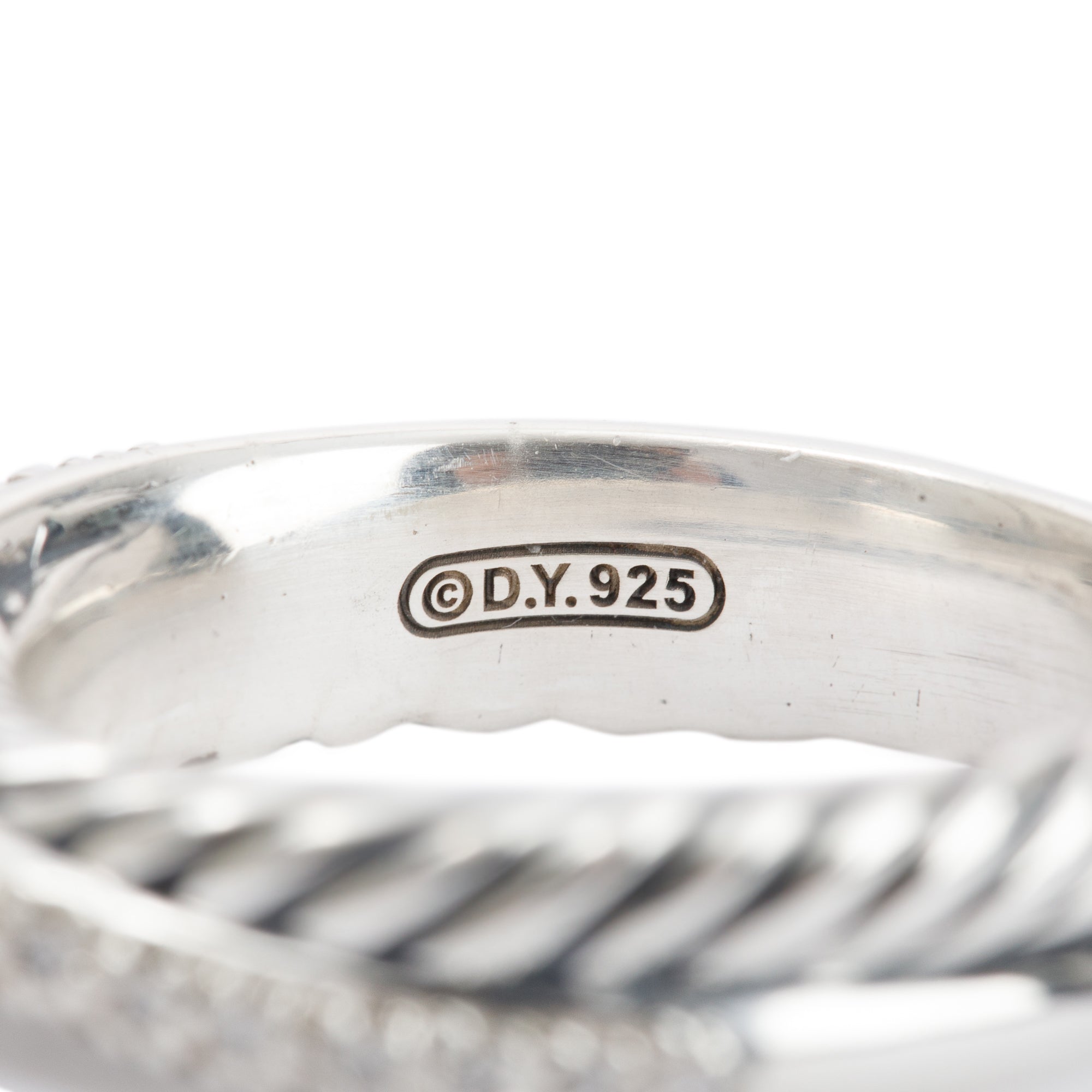 David Yurman Sterling Silver & Pave Diamond Crossover 5.3 MM Band Ring, Size 8