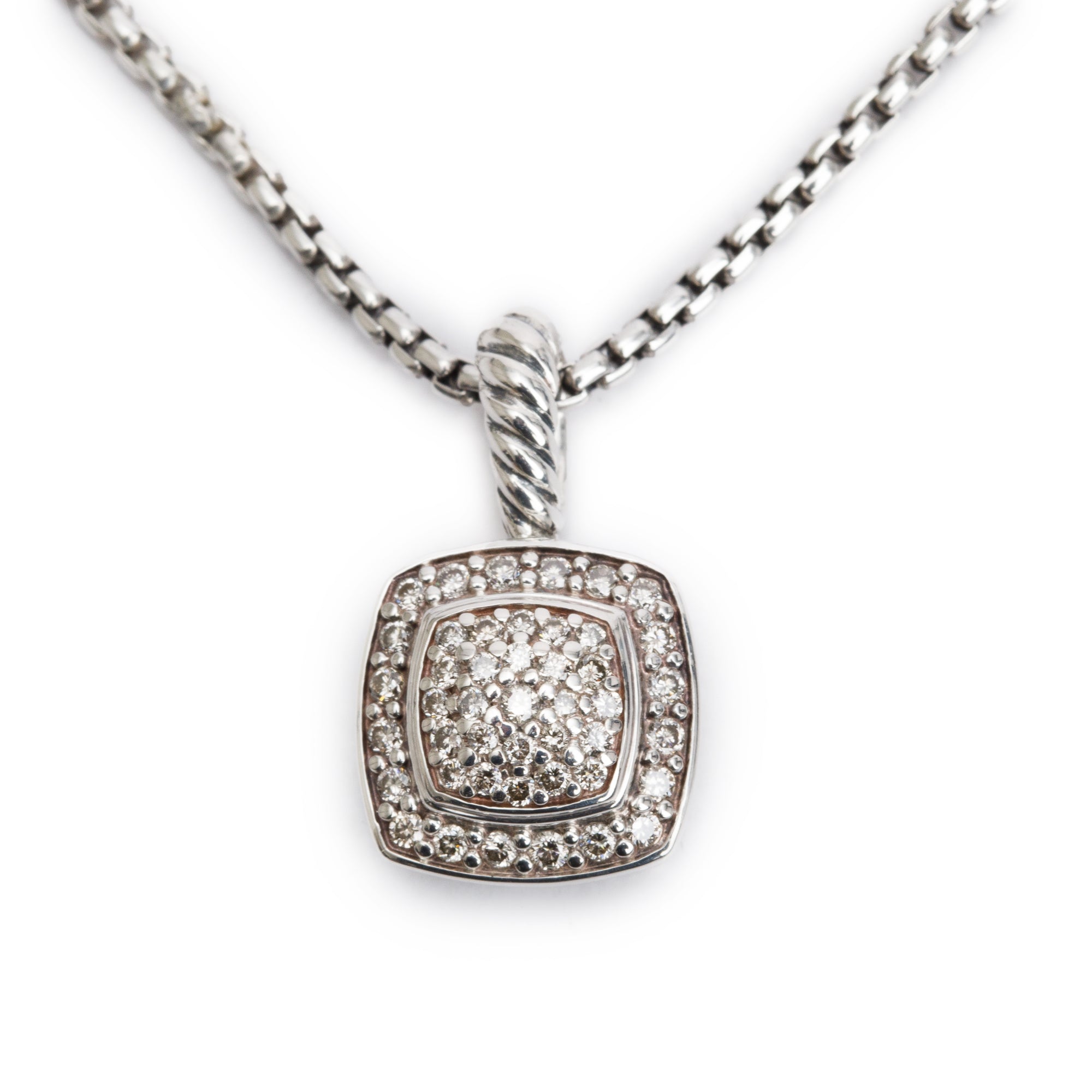 David Yurman Sterling Silver Pave Diamond Petite Albion Pendant Necklace