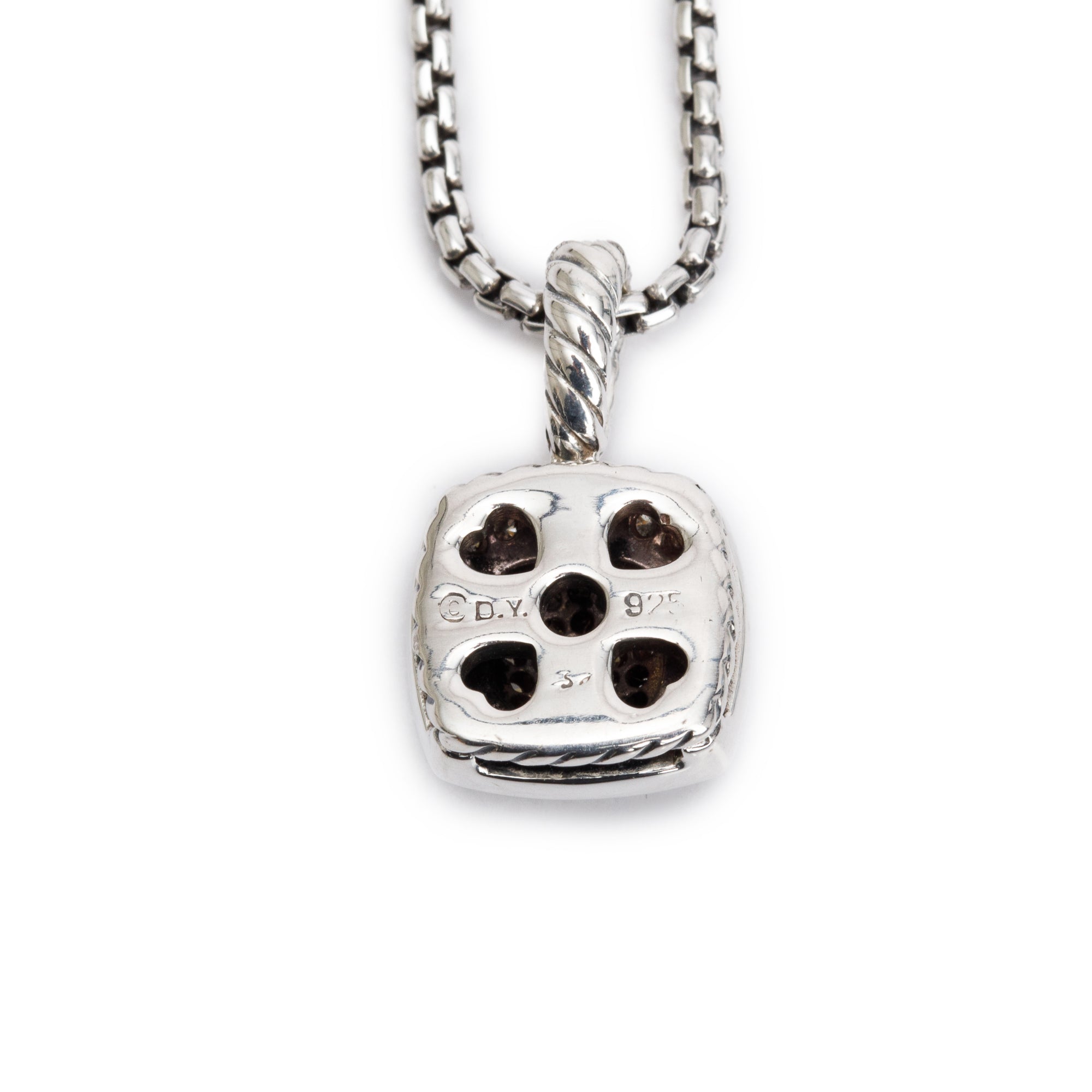 David Yurman Sterling Silver Pave Diamond Petite Albion Pendant Necklace