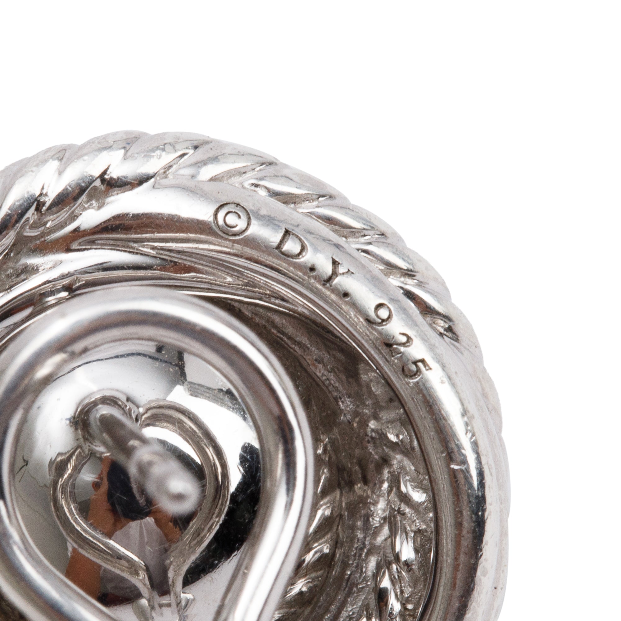 David Yurman Sterling Silver Pearl & Diamond Crossover Earrings