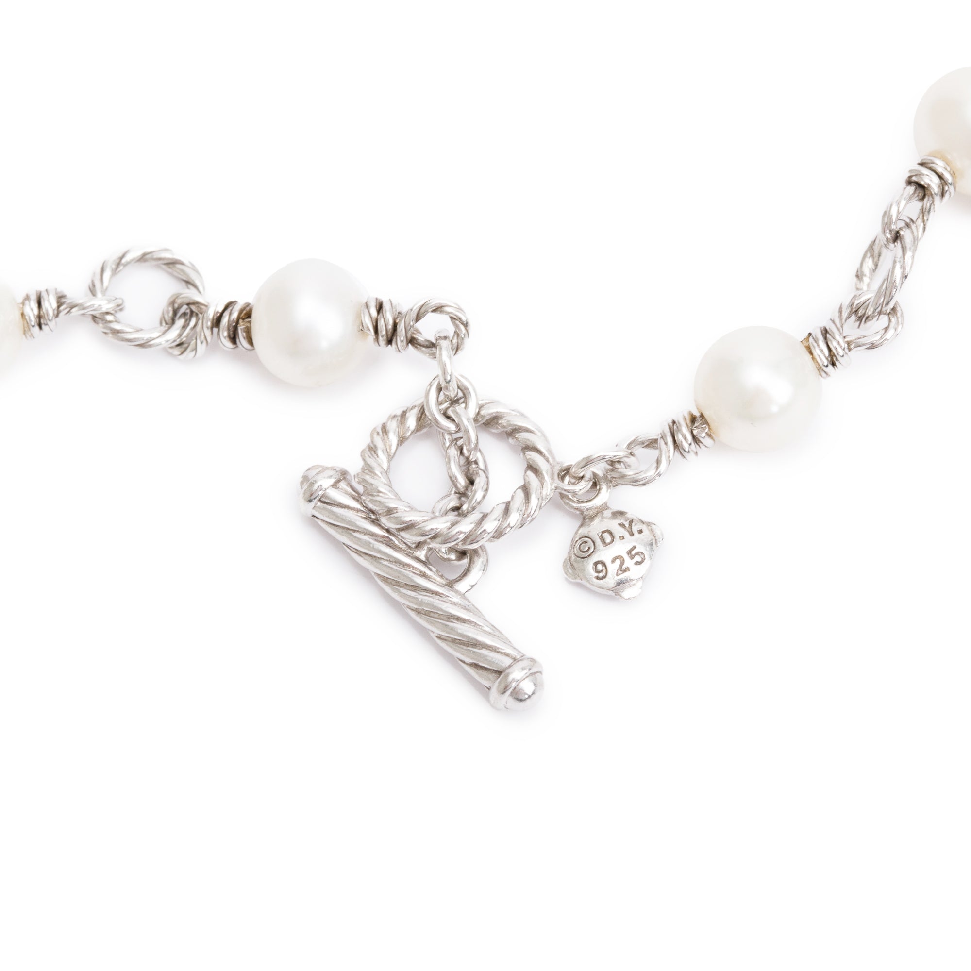 David Yurman Sterling Silver Pearl Quatrefoil Station Necklace