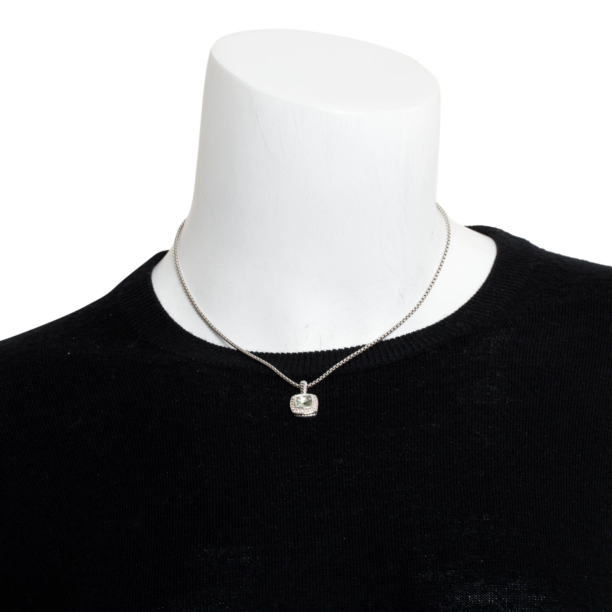 David Yurman Sterling Silver Petite Albion Pendant Necklace with Prasiolite and Diamonds