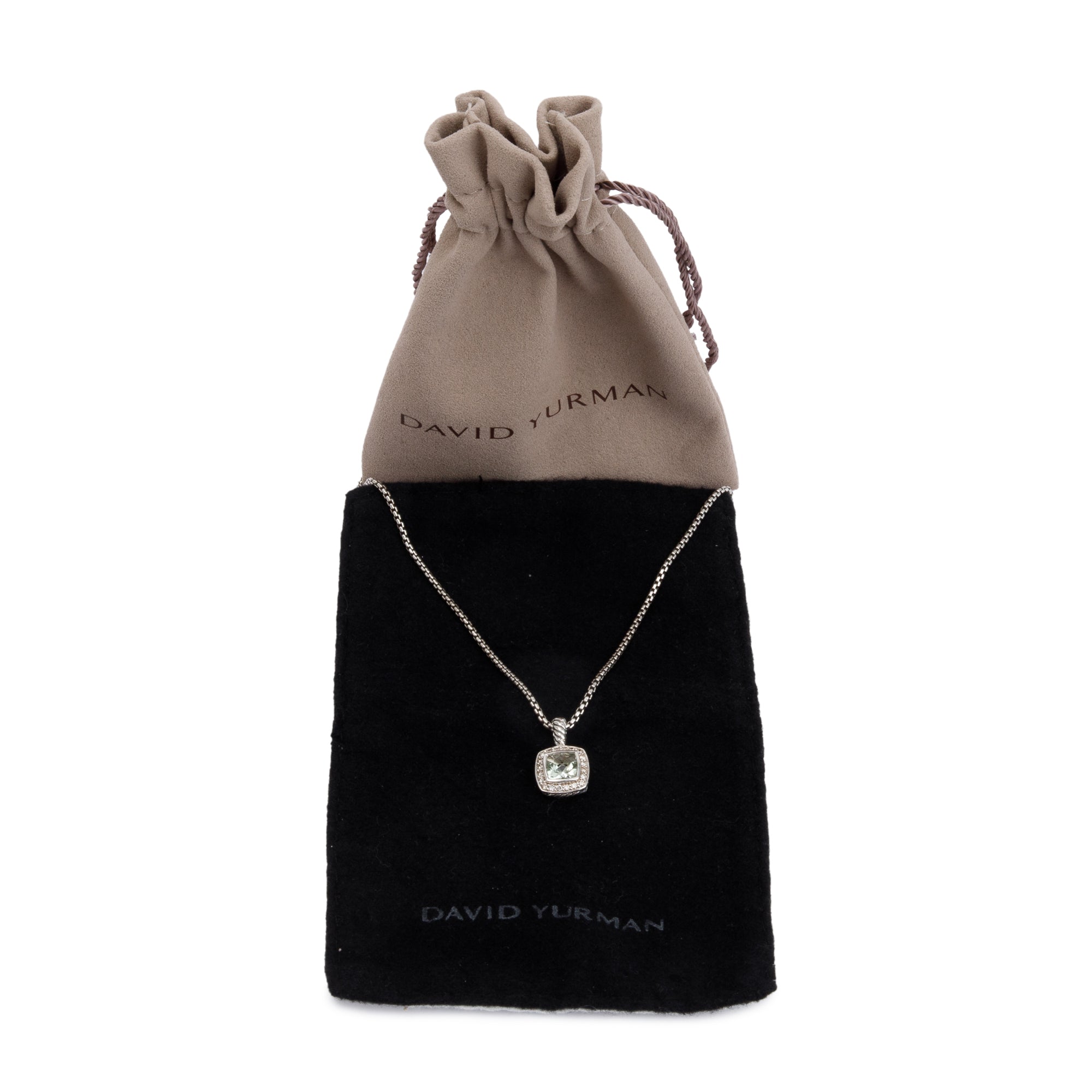 David Yurman Sterling Silver Petite Albion Pendant Necklace with Prasiolite and Diamonds
