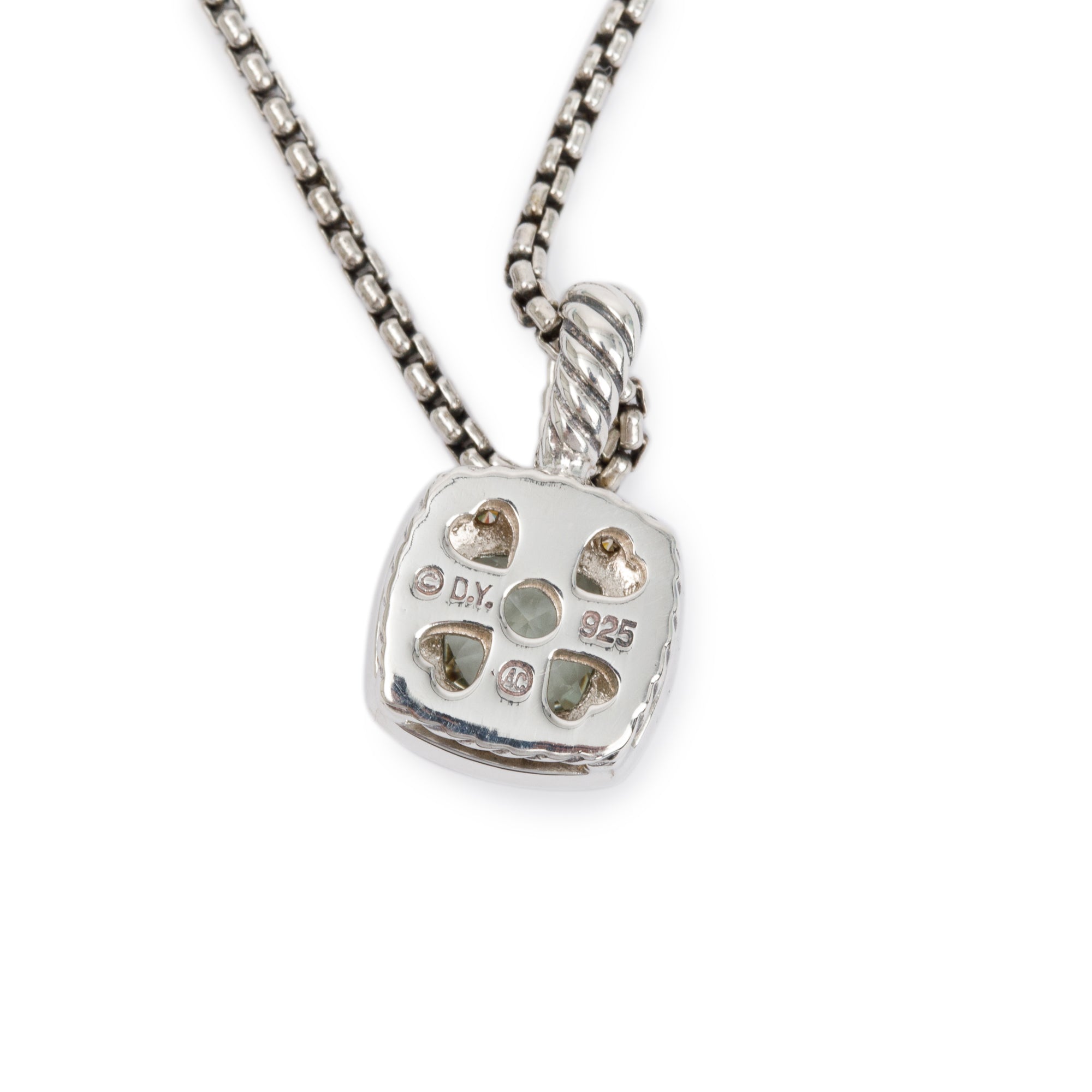 David Yurman Sterling Silver Petite Albion Pendant Necklace with Prasiolite and Diamonds