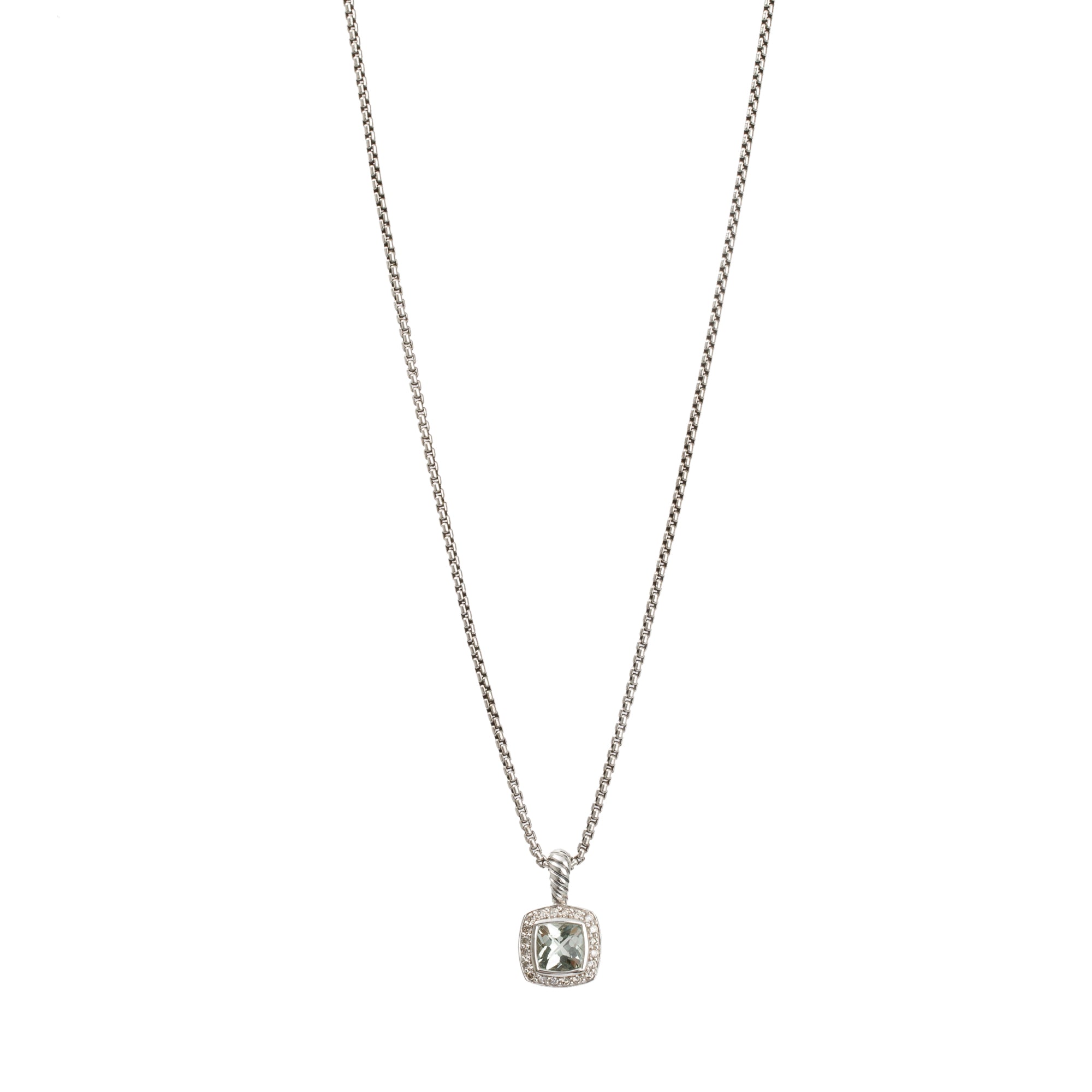 David Yurman Sterling Silver Petite Albion Pendant Necklace with Prasiolite and Diamonds
