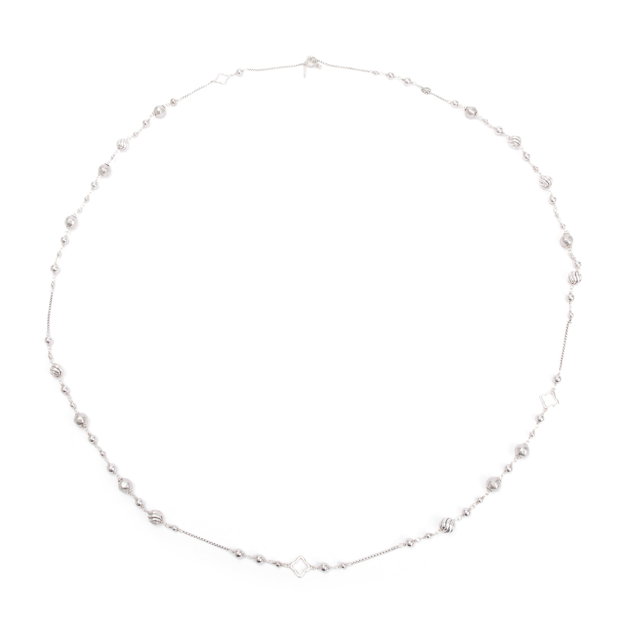 David Yurman Sterling Silver Quatrefoil Bead Necklace