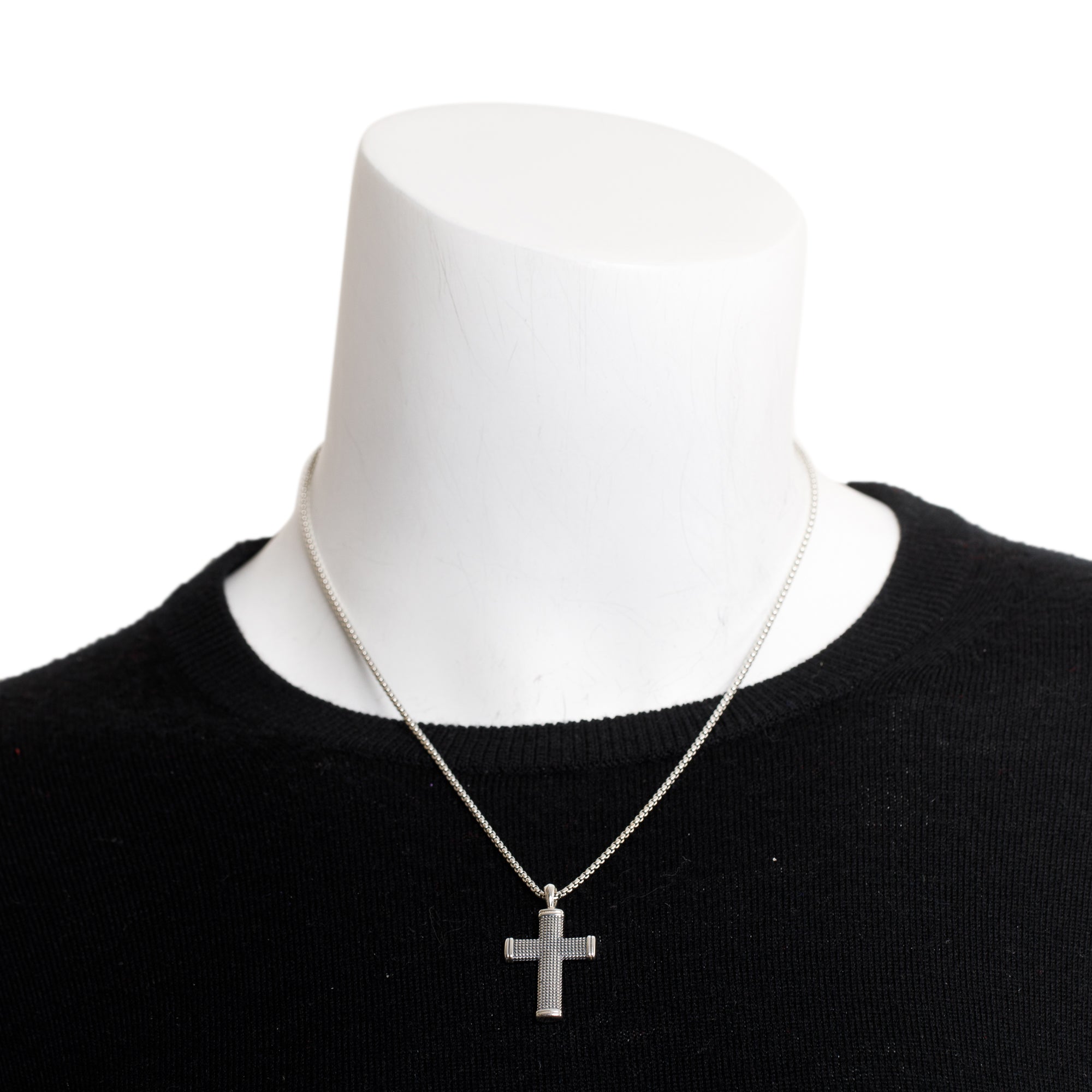 David Yurman Sterling Silver Sky Cross Pendant Necklace w/ Box