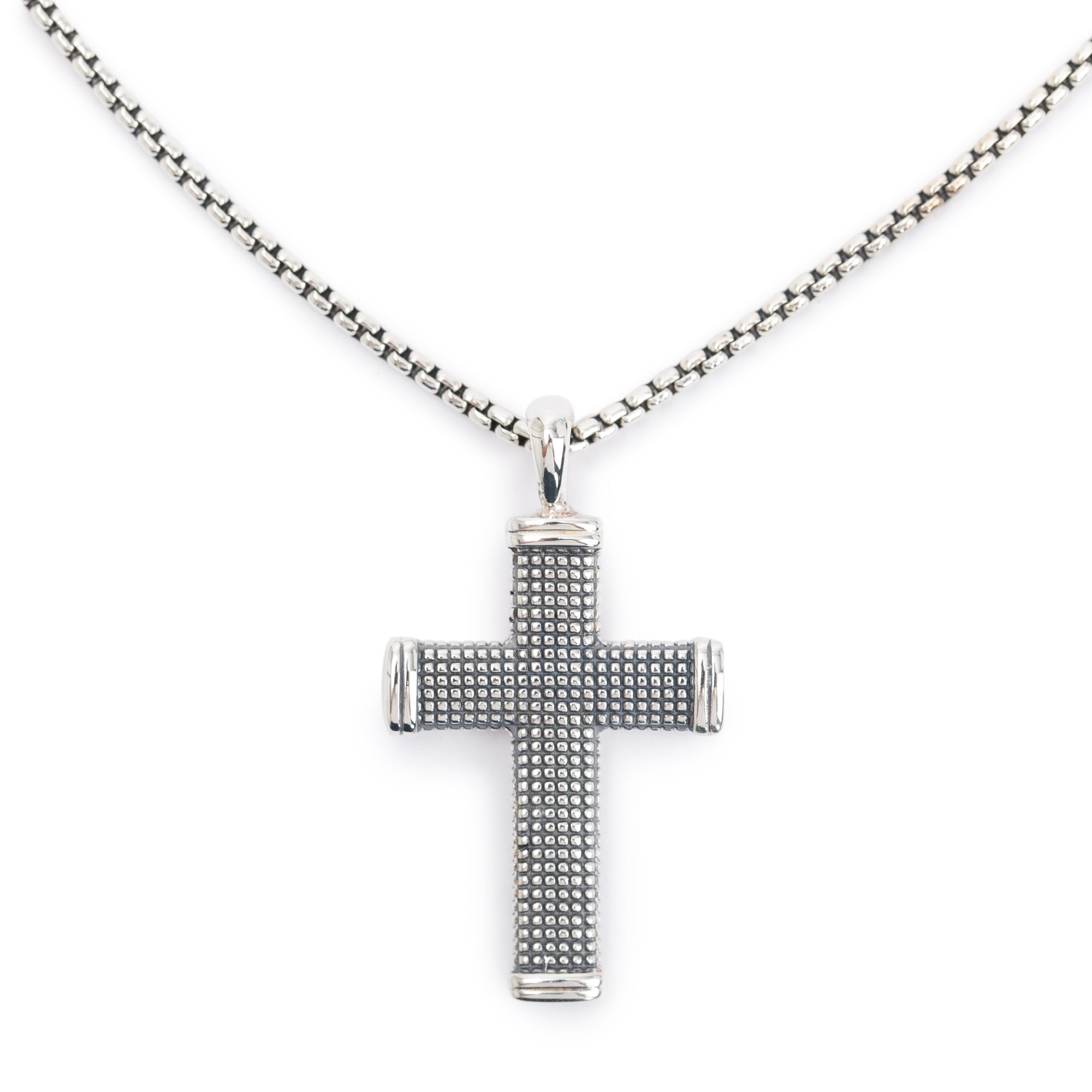 David Yurman Sterling Silver Sky Cross Pendant Necklace w/ Box