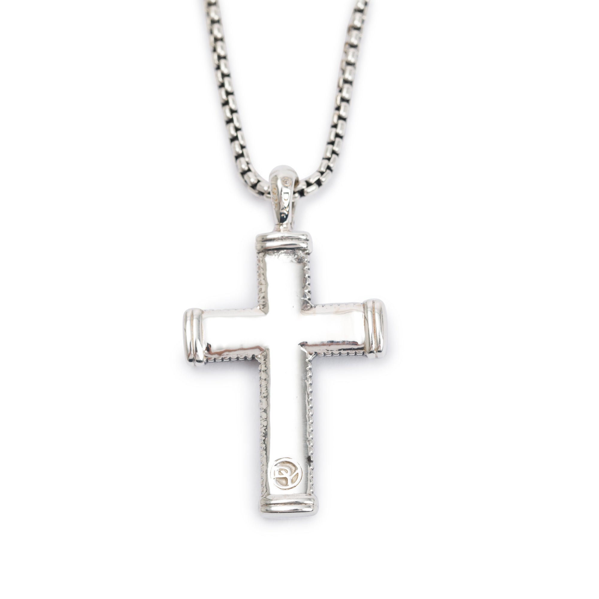 David Yurman Sterling Silver Sky Cross Pendant Necklace w/ Box