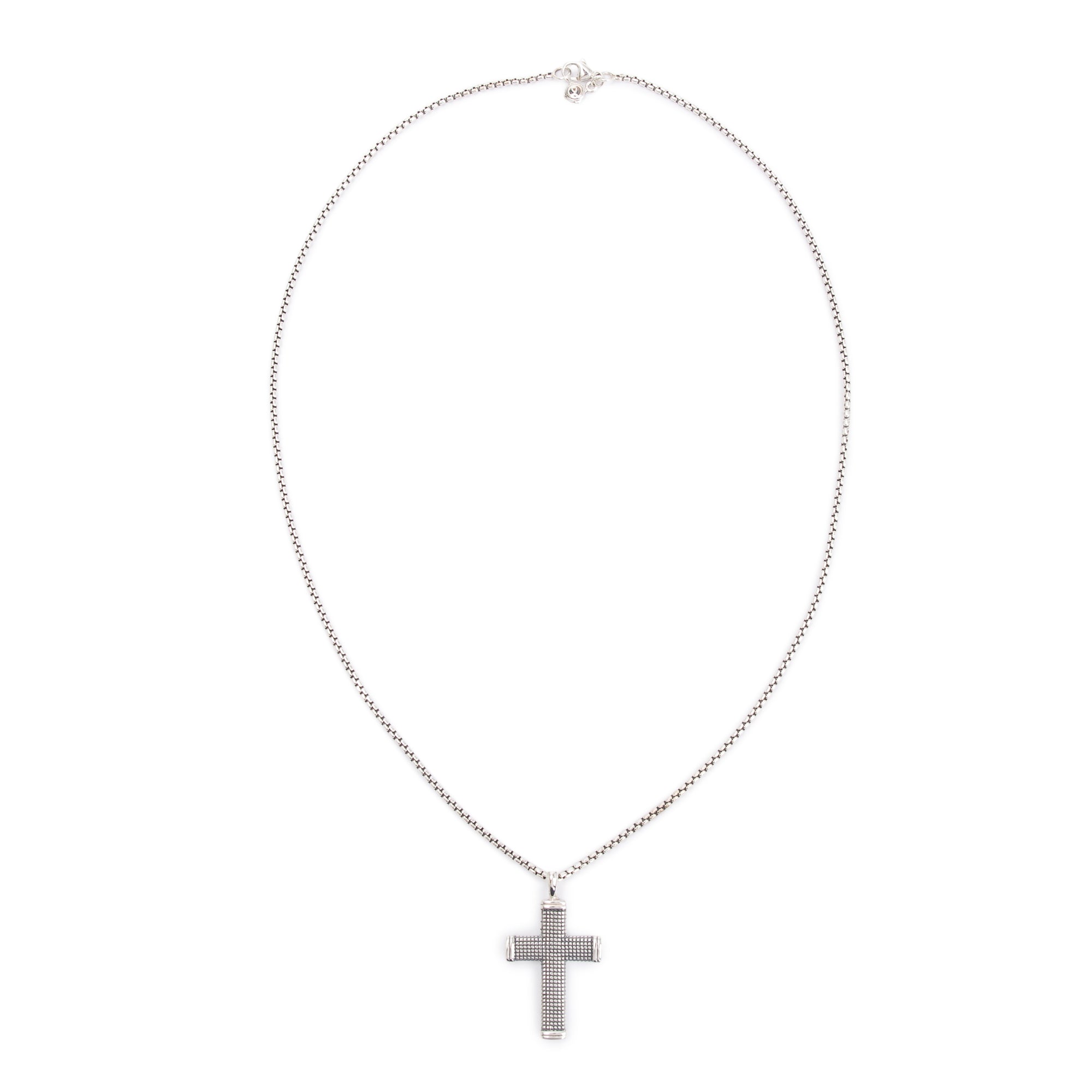 David Yurman Sterling Silver Sky Cross Pendant Necklace w/ Box
