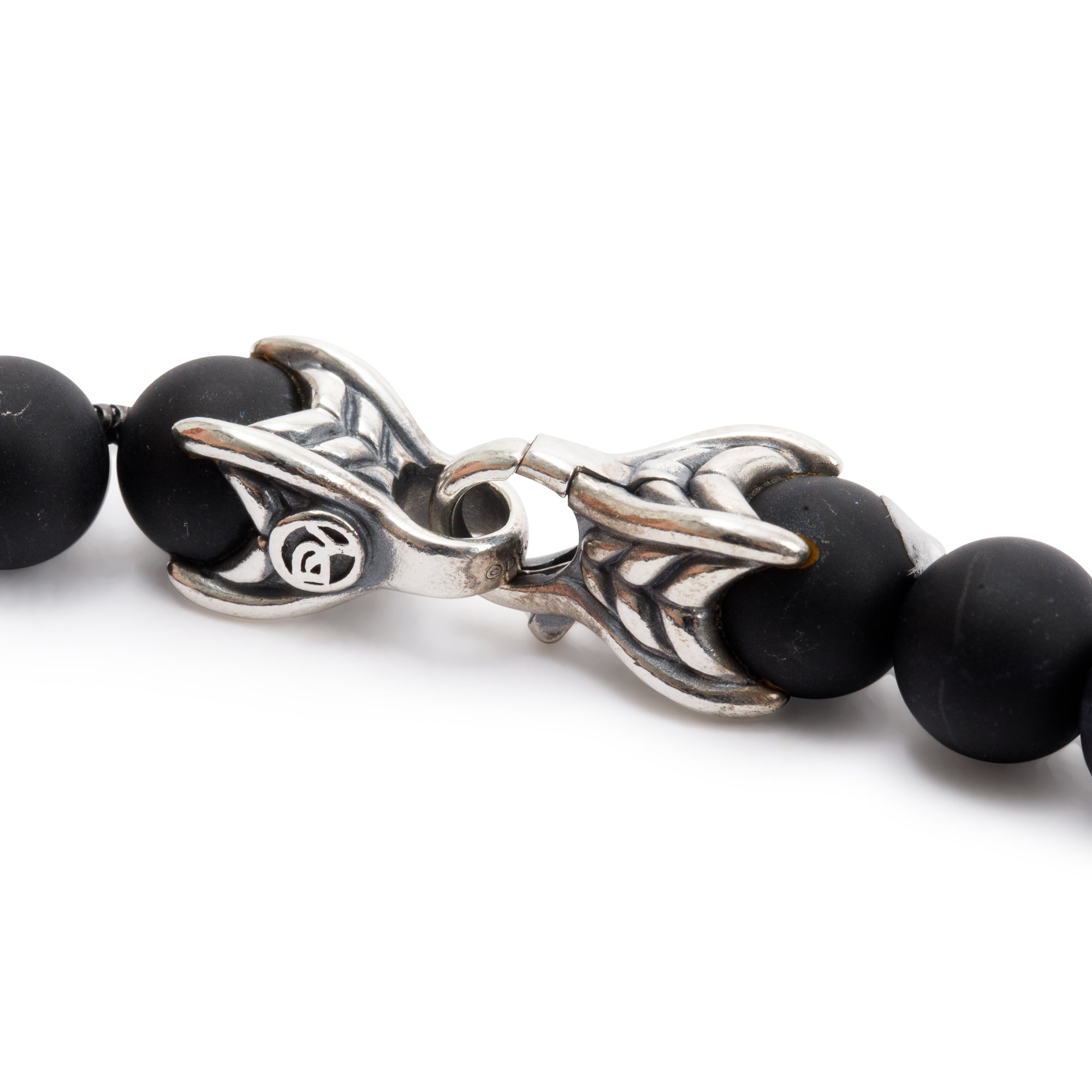 David Yurman Sterling Silver Spiritual 8 MM Beads Black Onyx Bracelet