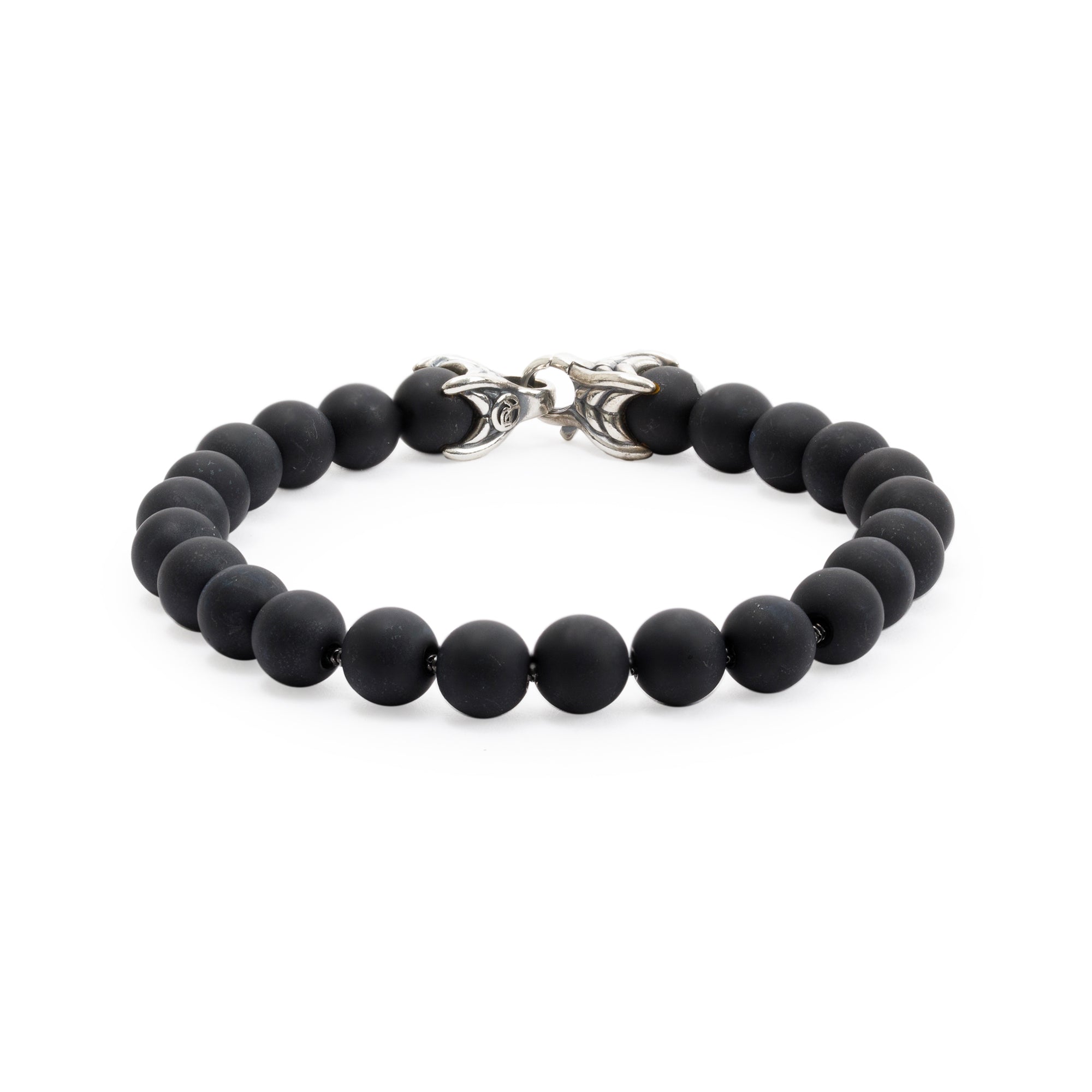 David Yurman Sterling Silver Spiritual 8 MM Beads Black Onyx Bracelet
