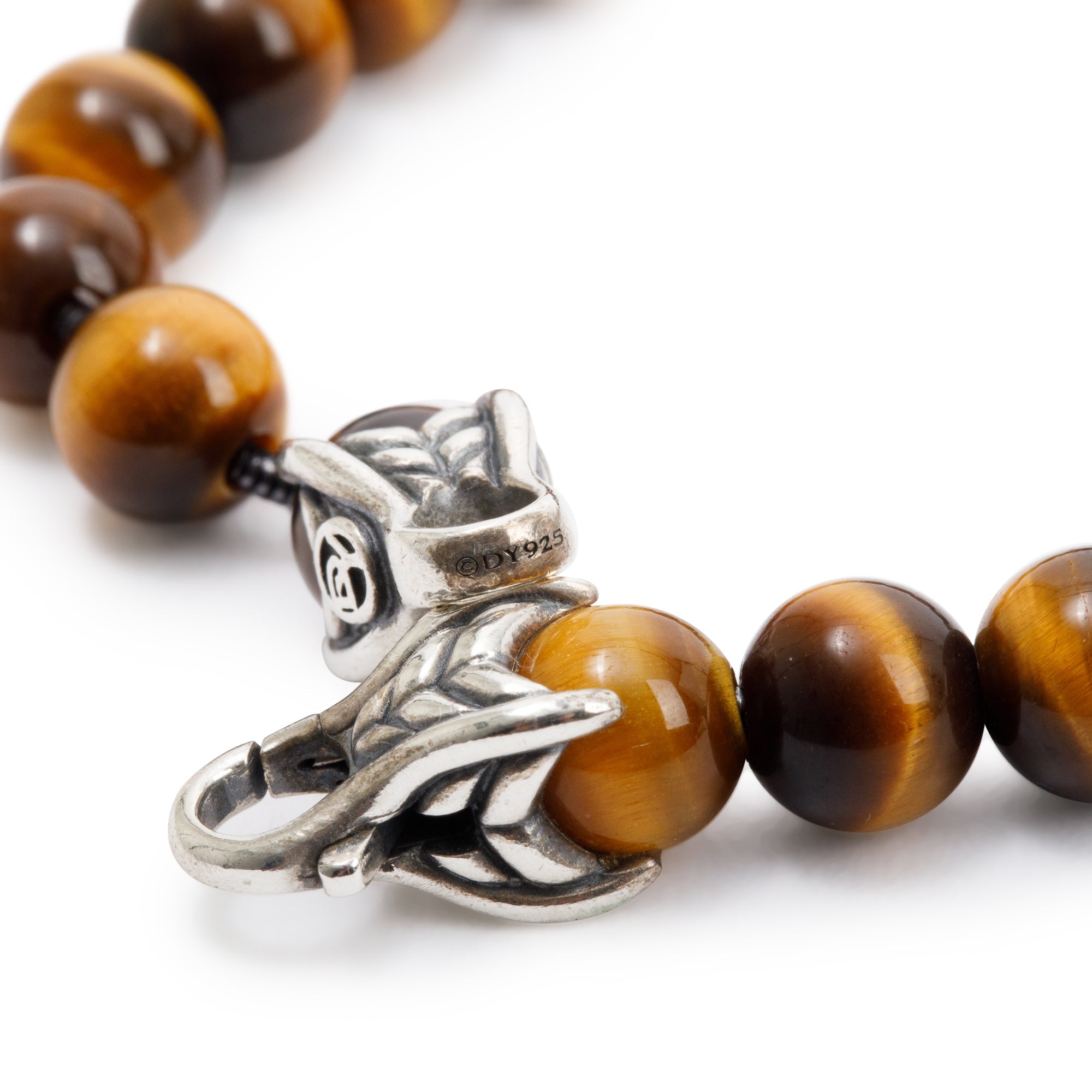 David Yurman Sterling Silver Spiritual 8 MM Beads Bracelet with Tiger's Eye
