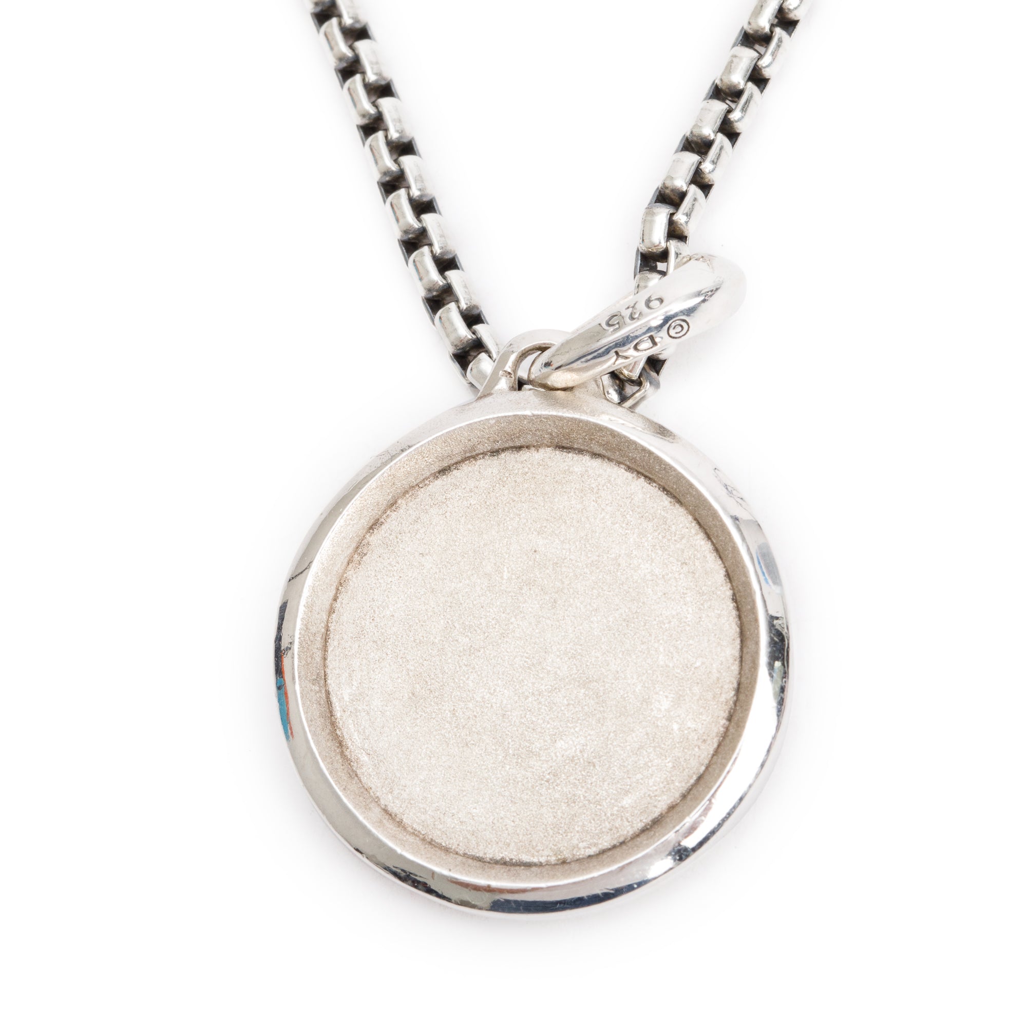 David Yurman Sterling Silver St. Christopher Amulet Pendant Necklace w/ Box