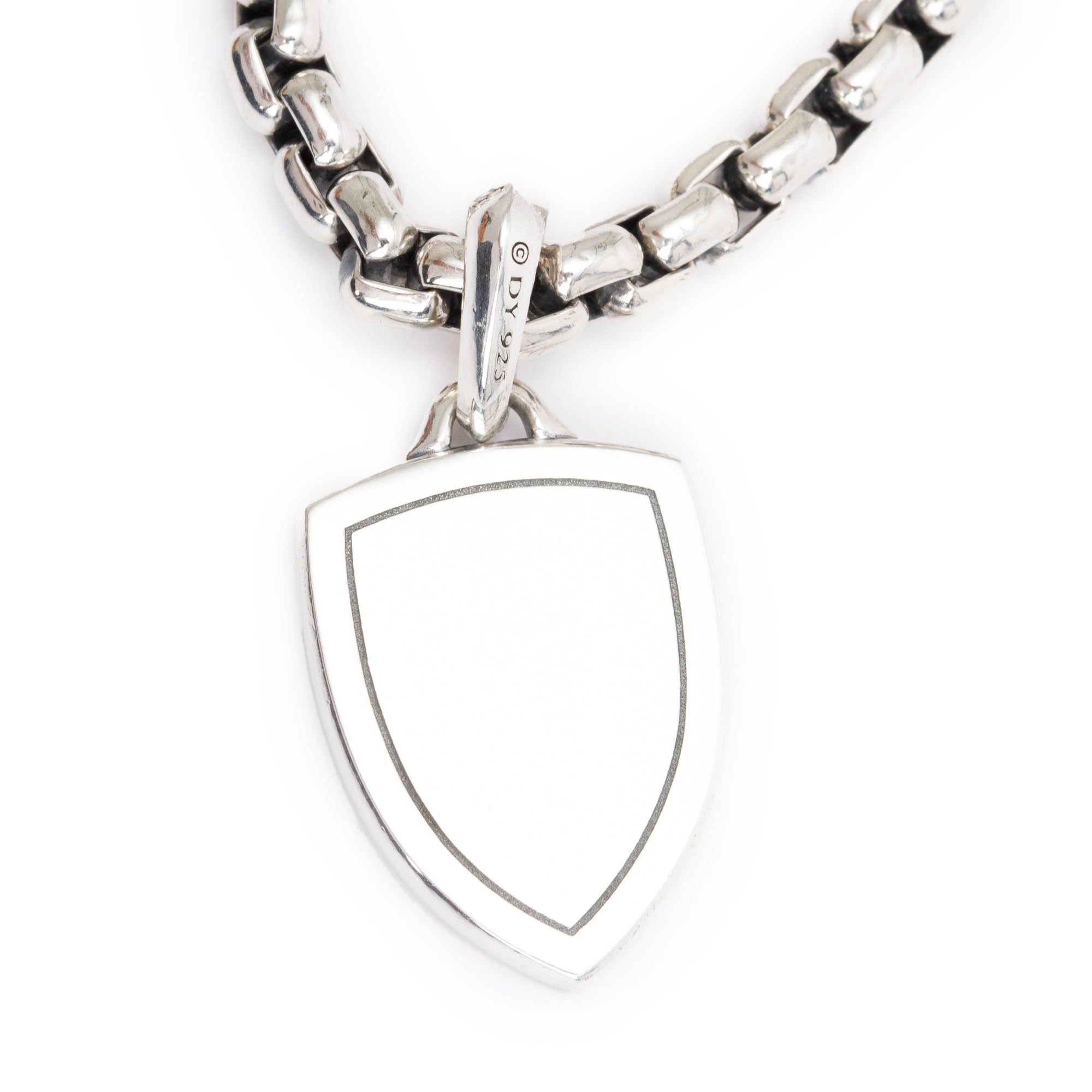 David Yurman Sterling Silver St. Michael Amulet On 4.8 MM Box Chain Necklace