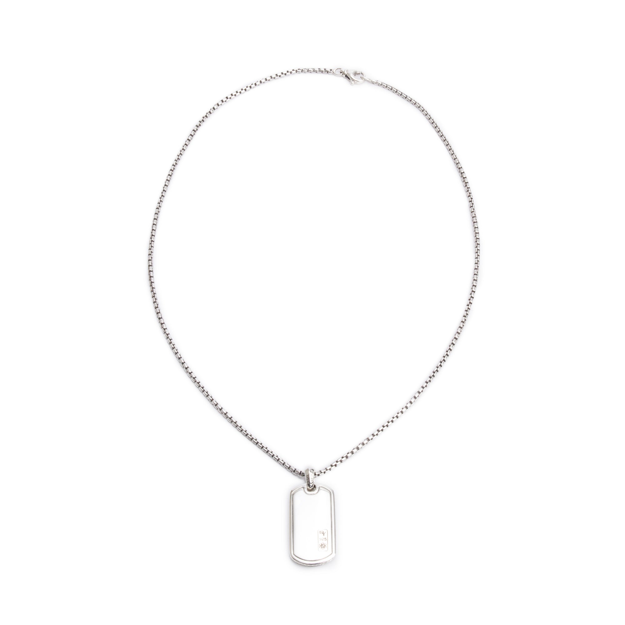 David Yurman Sterling Silver Tag Pendant Necklace