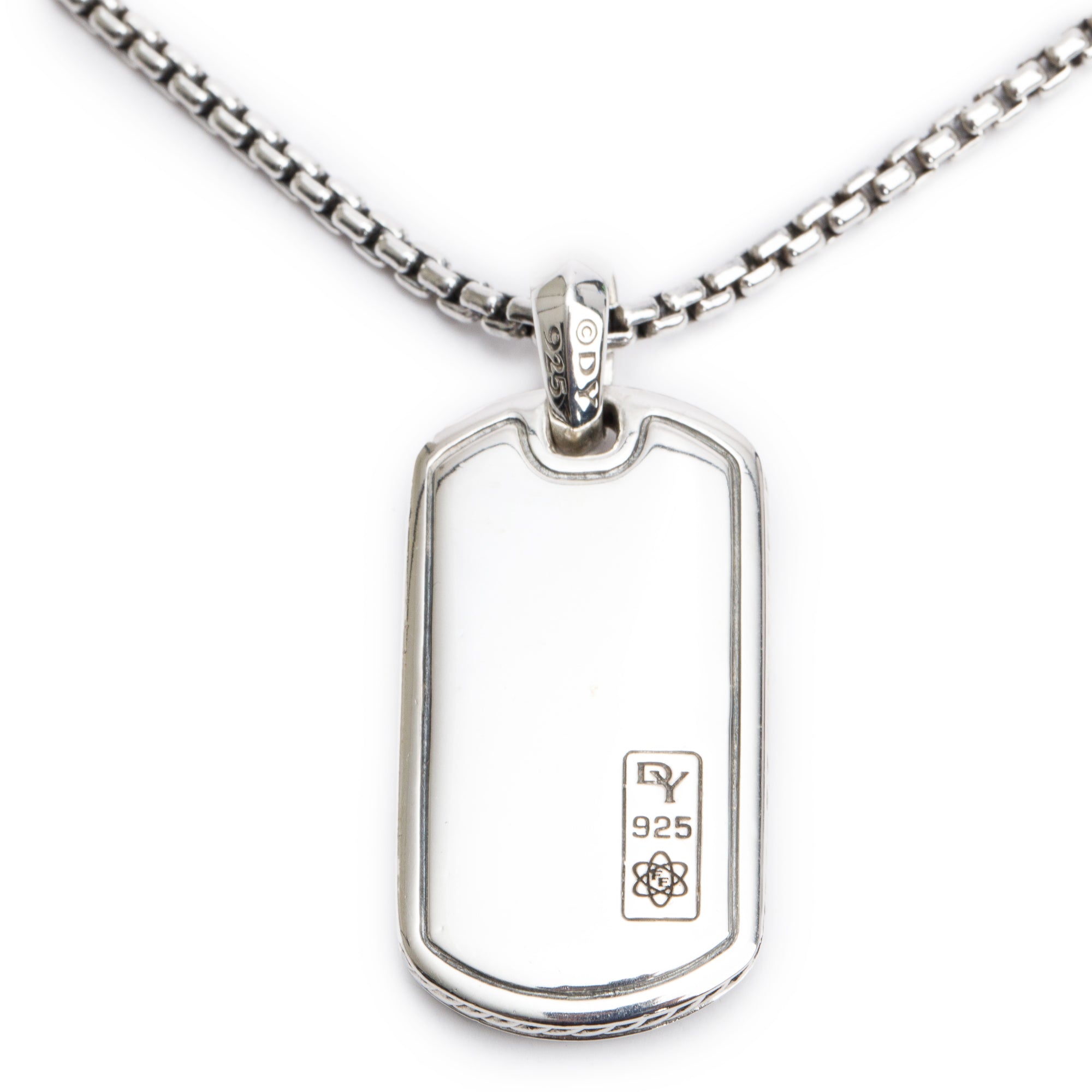David Yurman Sterling Silver Tag Pendant Necklace