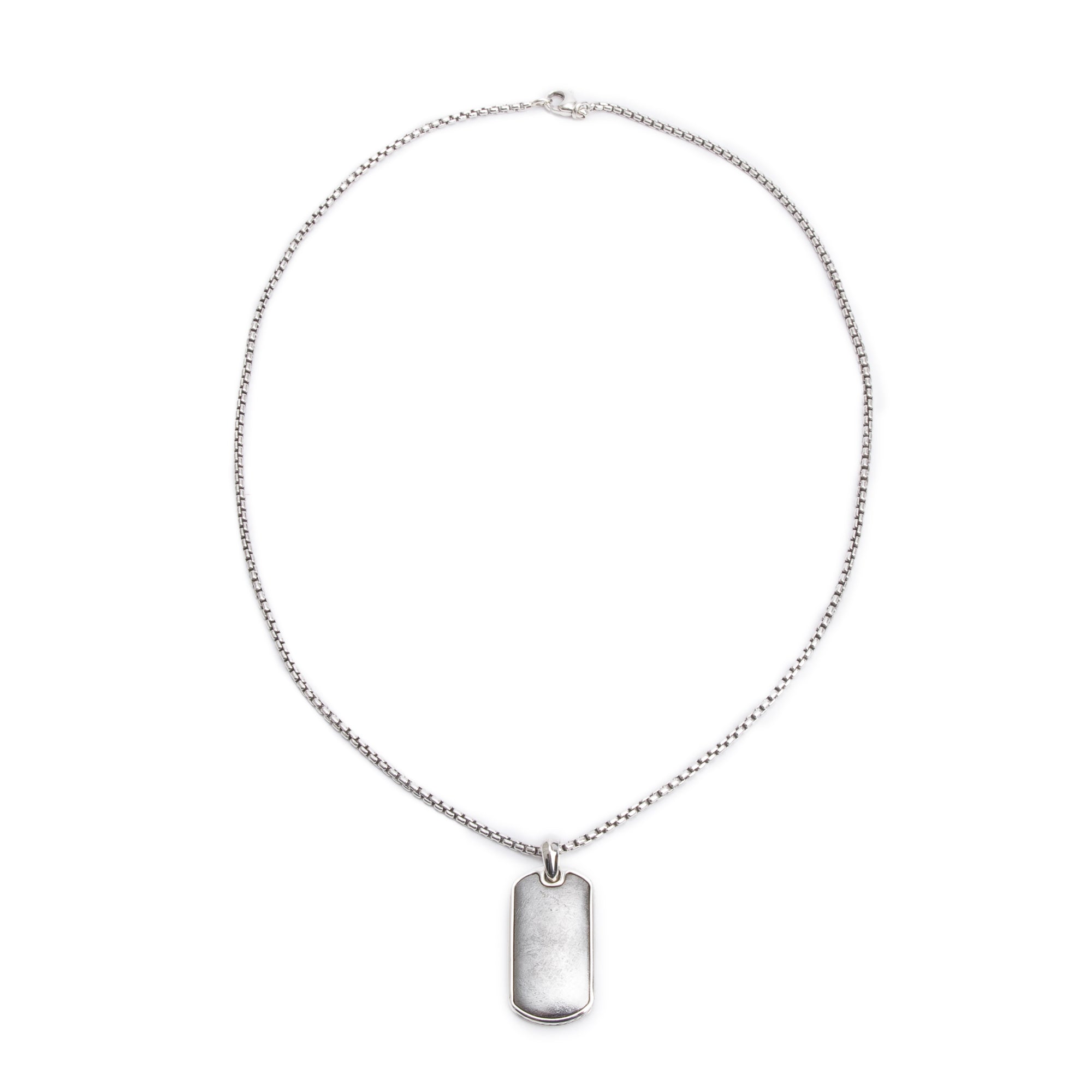 David Yurman Sterling Silver Tag Pendant Necklace