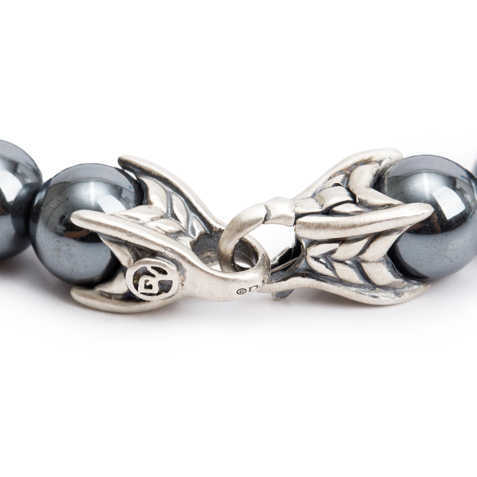 David Yurman Sterling Silver Waves Hematite 8 MM Bead Bracelet