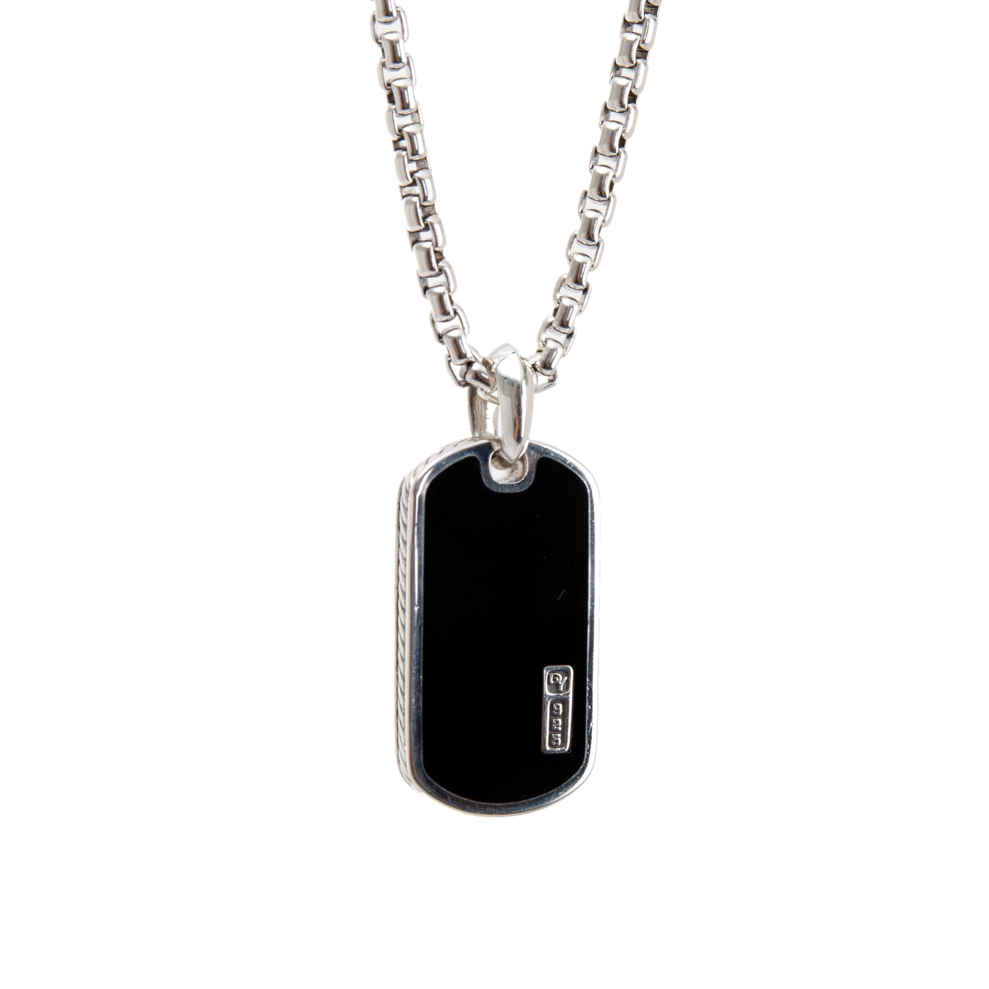 David Yurman Streamline Black Onyx Tag Pendant Necklace