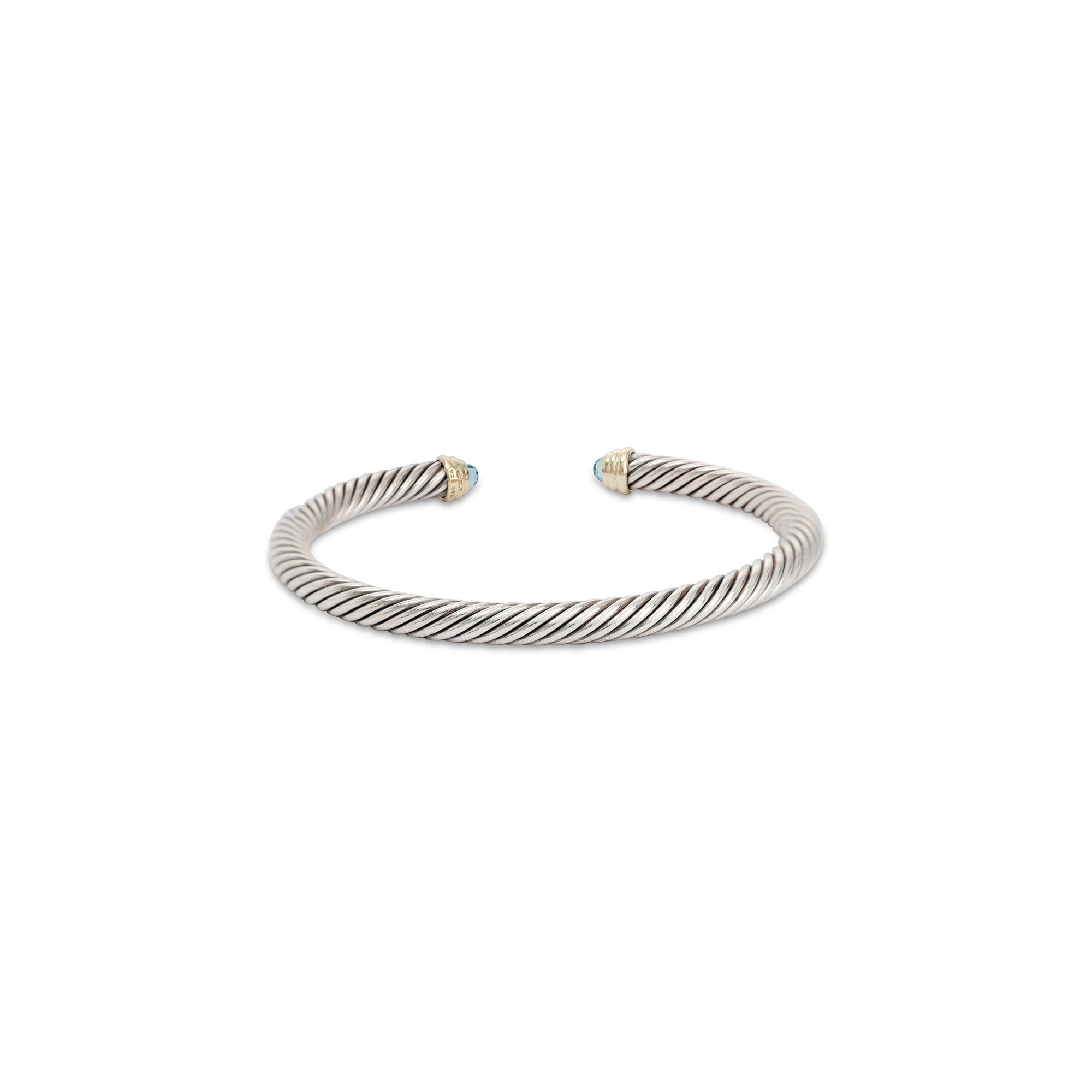 David Yurman Two-Tone 5 MM Cable Classics Bracelet with Blue Topaz