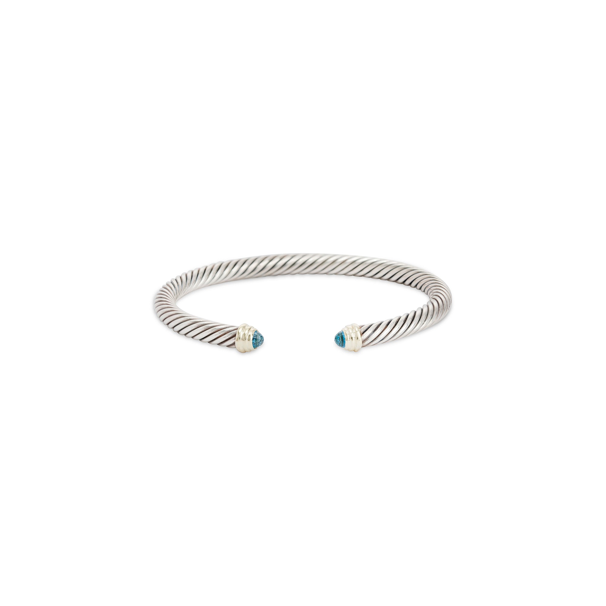 David Yurman Two-Tone 5 MM Cable Classics Bracelet with Blue Topaz