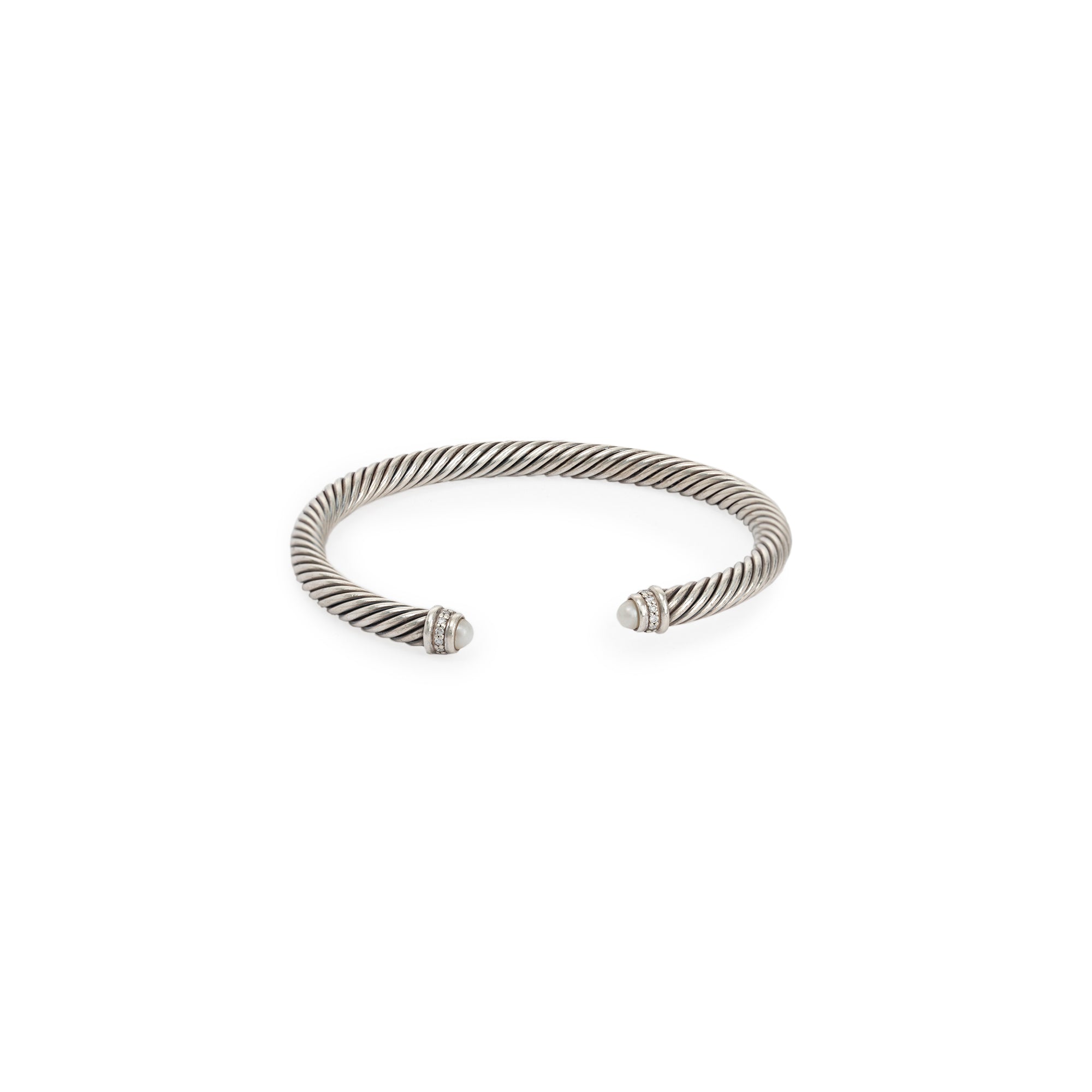 David Yurman Two-Tone 5 MM Cable Classics Bracelet with Pearls & Diamonds