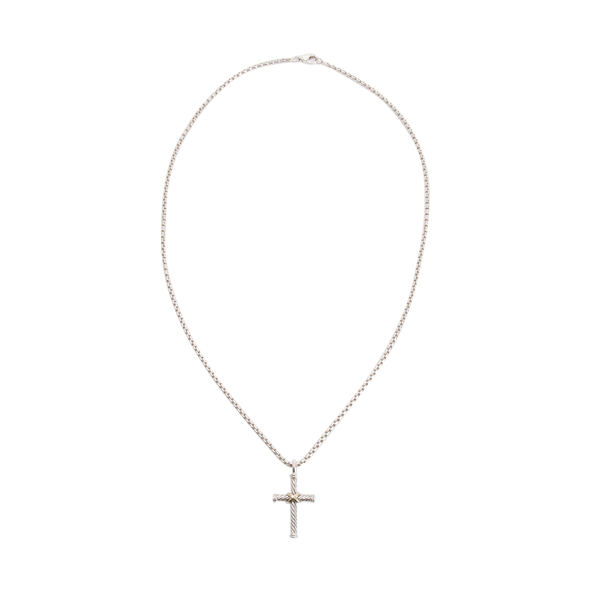 David Yurman Two-Tone Cable Cross Pendant Necklace