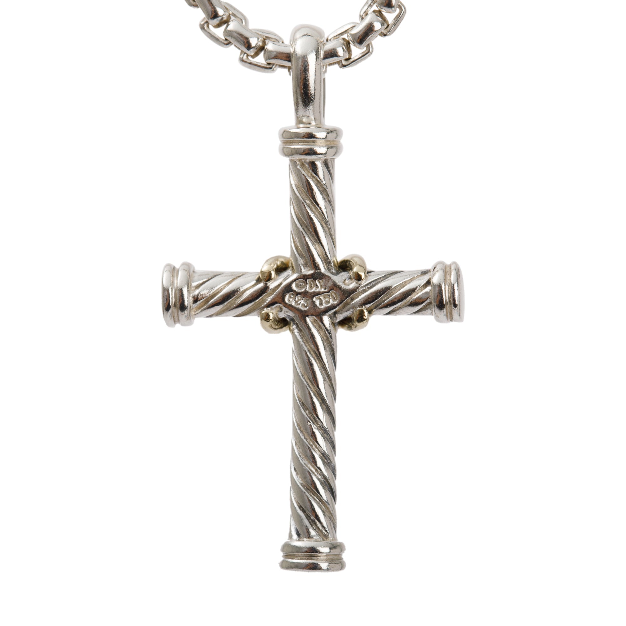 David Yurman Two-Tone Cable Cross Pendant Necklace