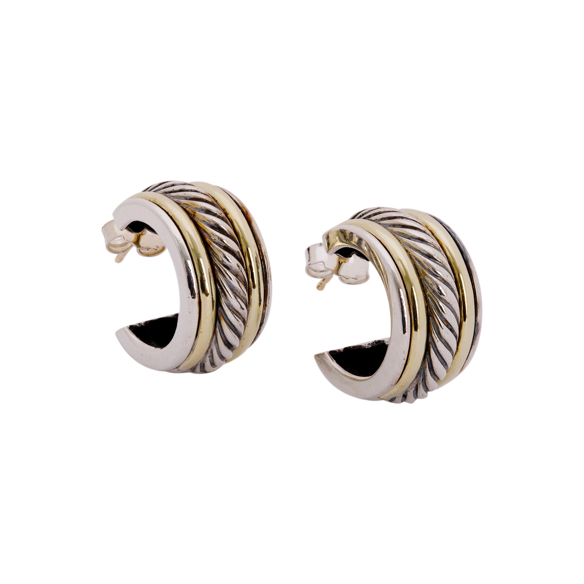 David Yurman Two-Tone Cable Hoop Earrings