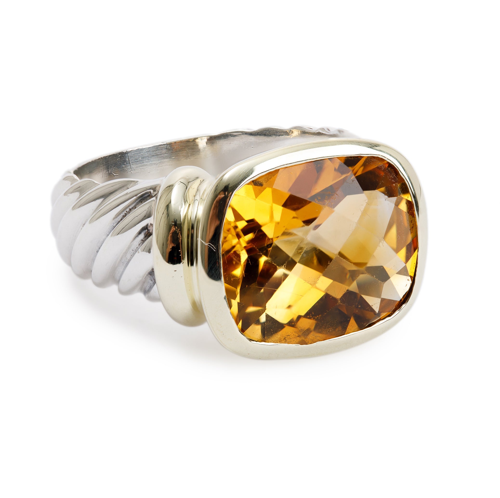 David Yurman Two-Tone Citrine Noblesse Cocktail Ring