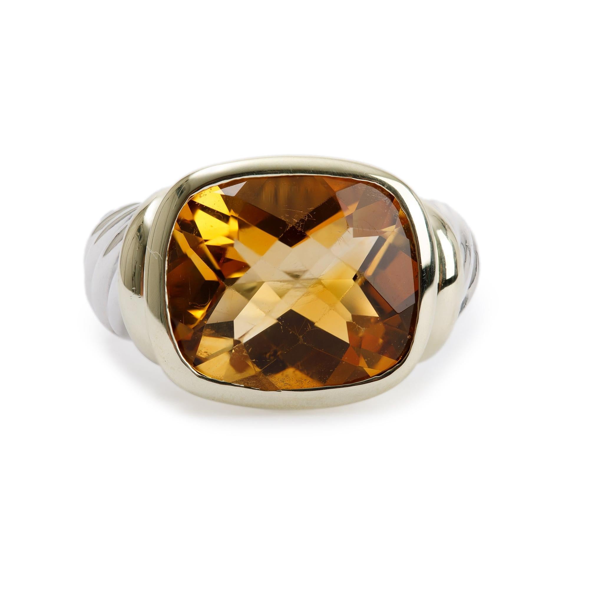 David Yurman Two-Tone Citrine Noblesse Cocktail Ring