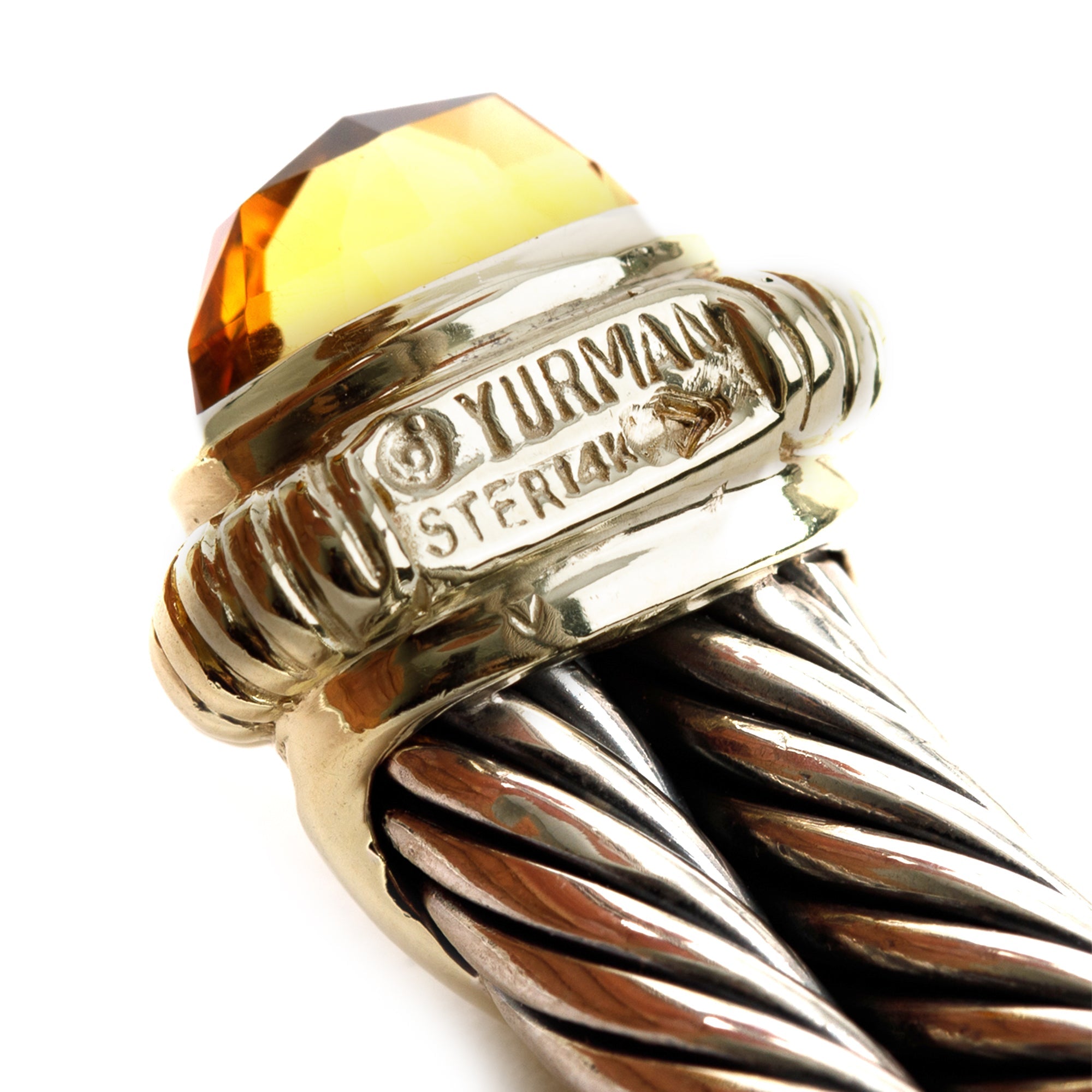 David Yurman Two-Tone Citrine & Peridot Double Cable Cuff Bracelet