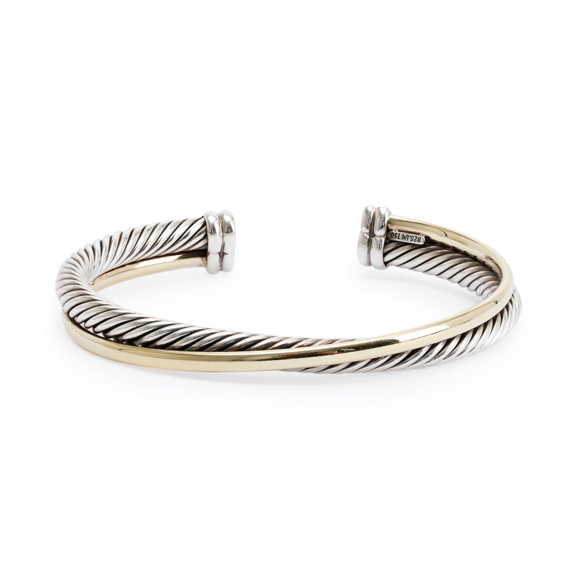 David Yurman Two-Tone Crossover Cuff Bracelet, 5 MM