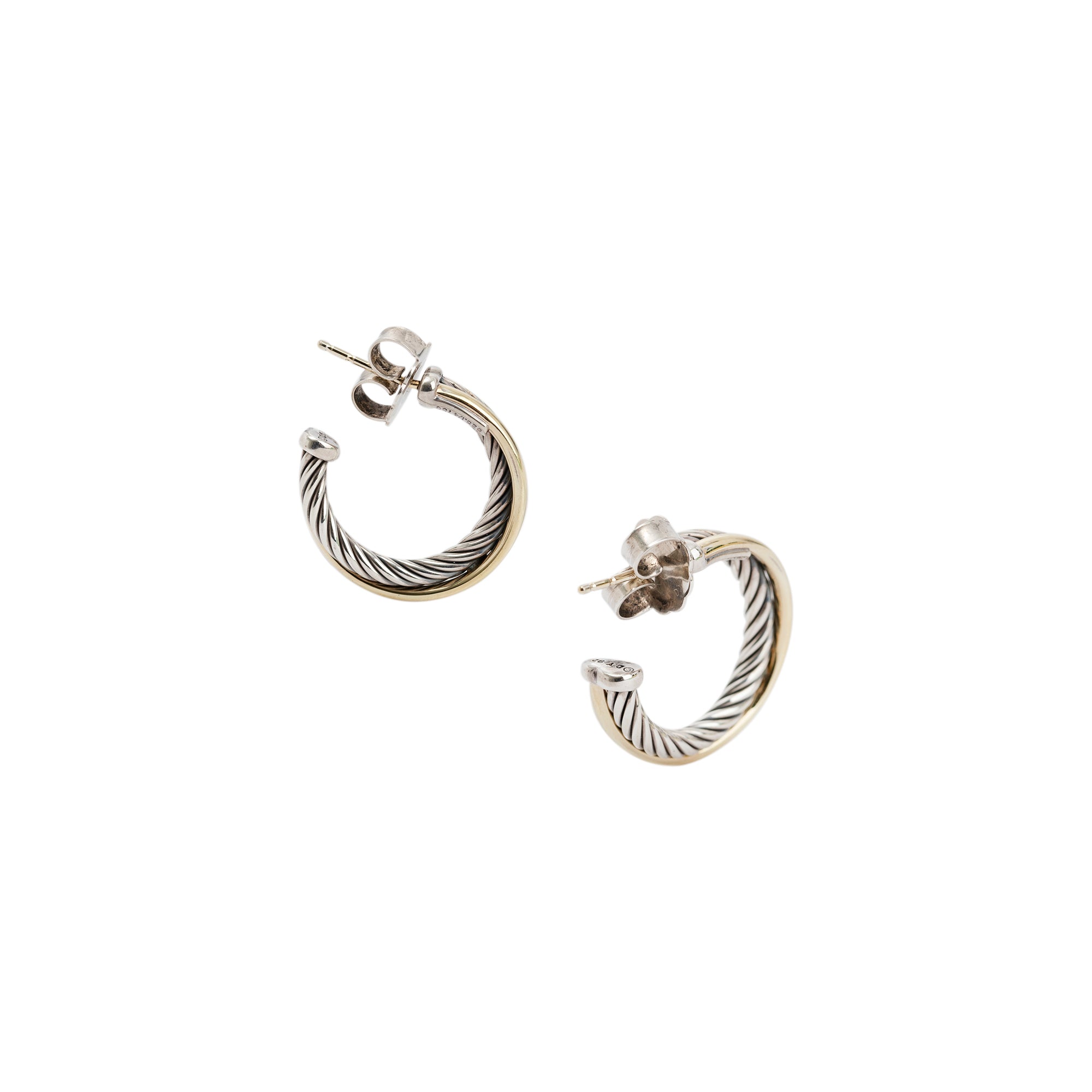 David Yurman Two-Tone Crossover Hoop Earrings