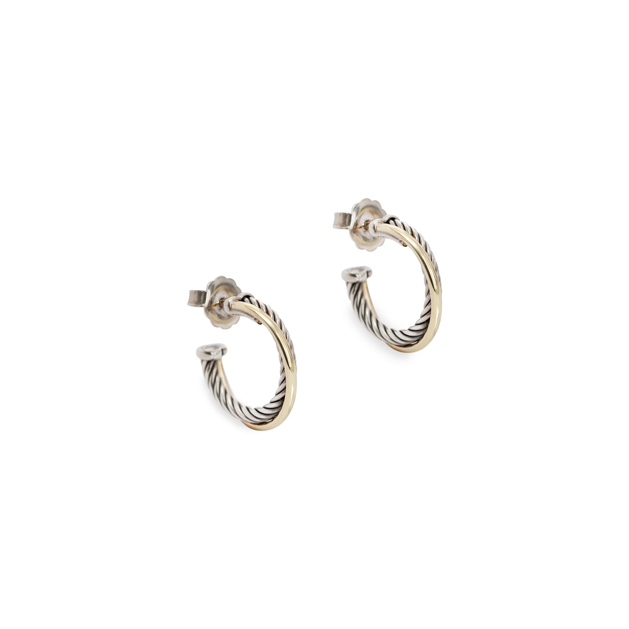 David Yurman Two-Tone Crossover Hoop Earrings