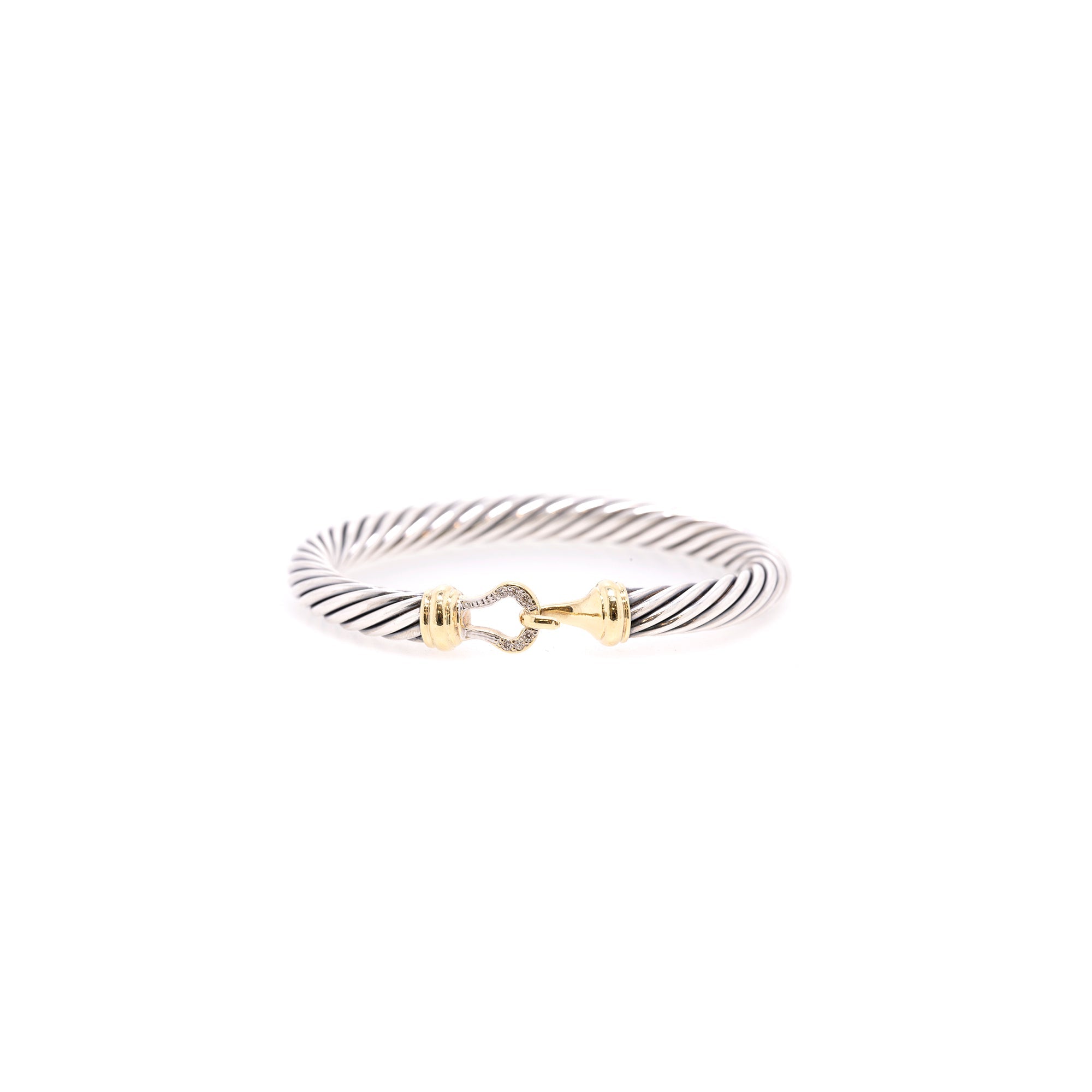 David Yurman Two-Tone Diamond Buckle Cable Bracelet