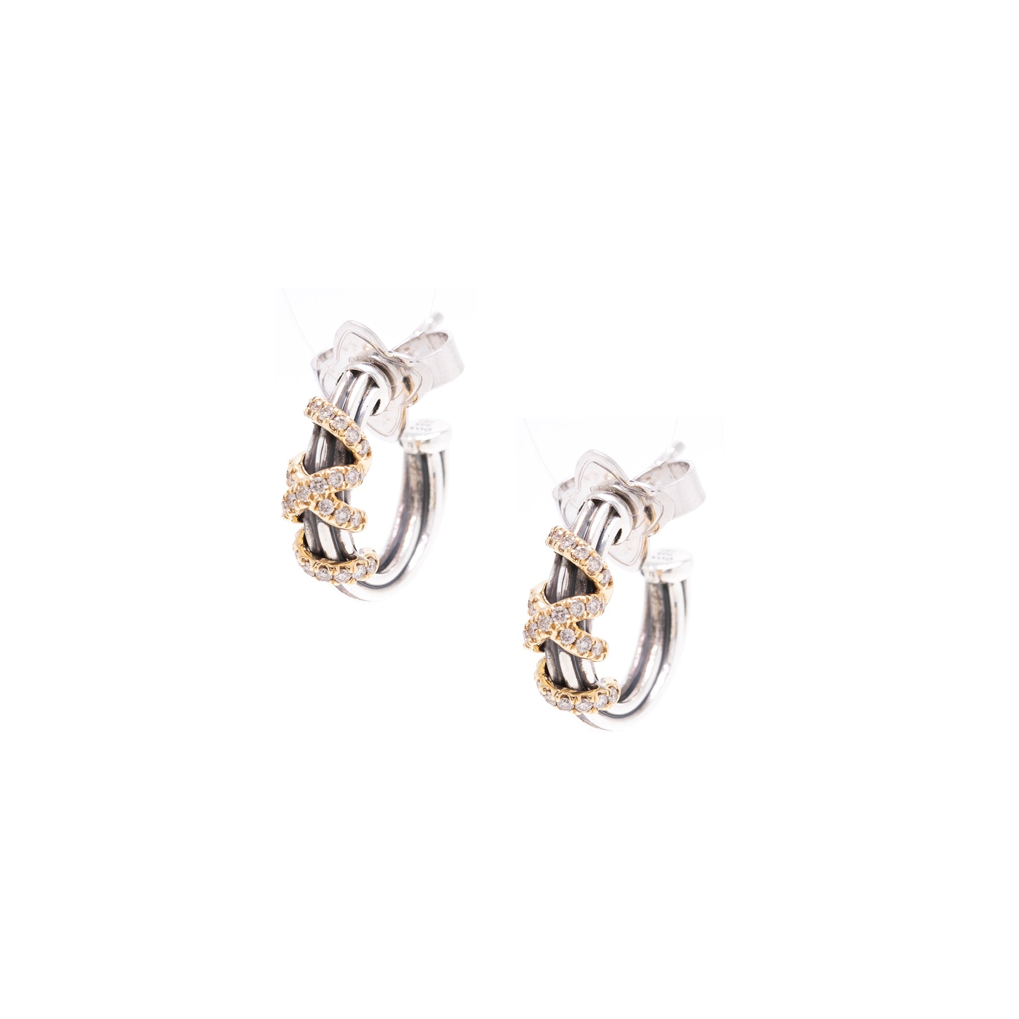 David Yurman Two-Tone Helena Diamond Small Hoop Earrings