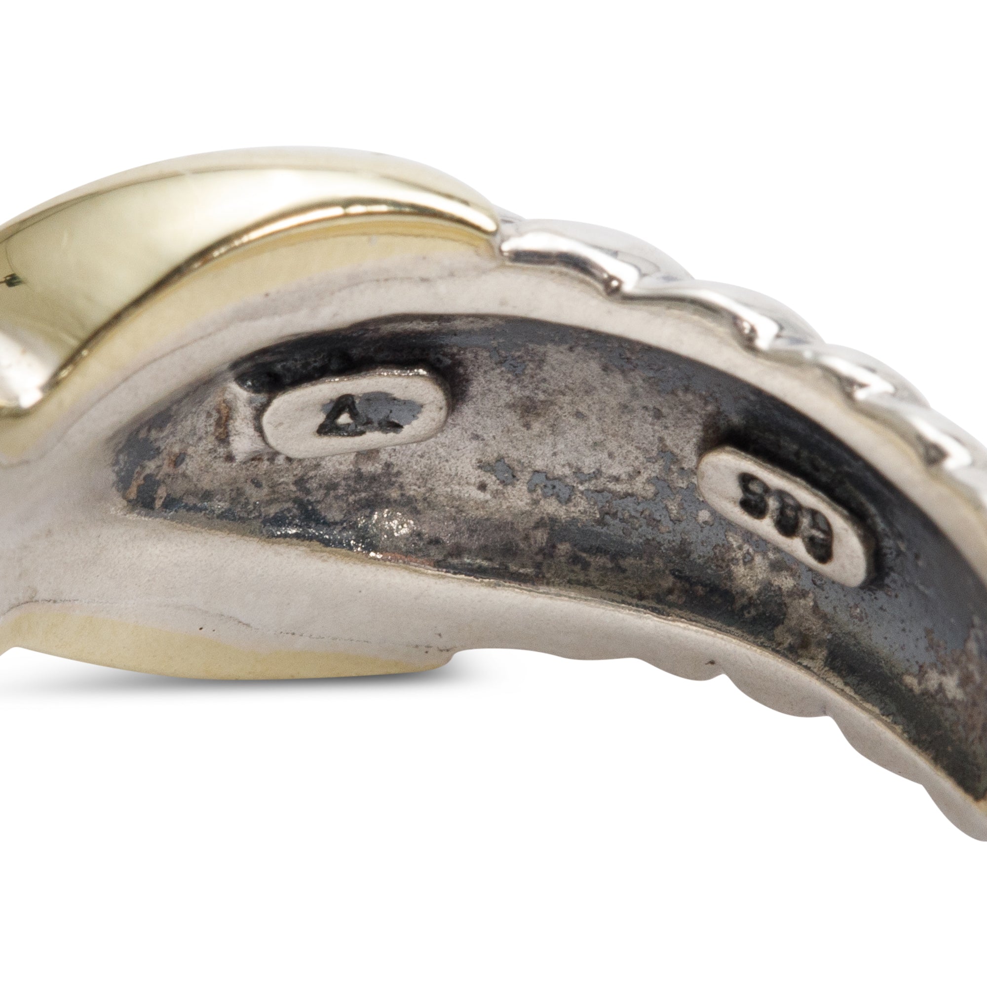 David Yurman Vintage Sterling Silver & 14k Yellow Signature X Cable Ring, Size 7