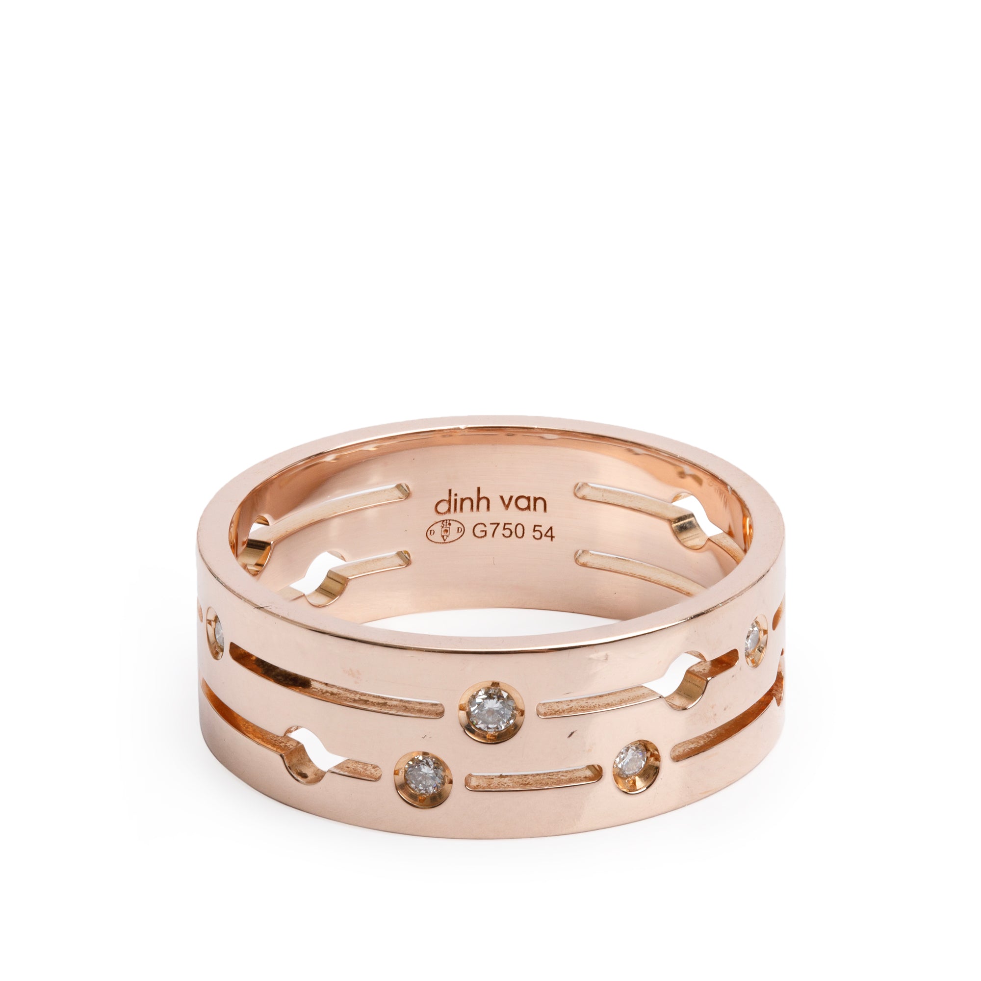 Dinh Van 18k Rose Gold Diamond Band Ring, Size 7