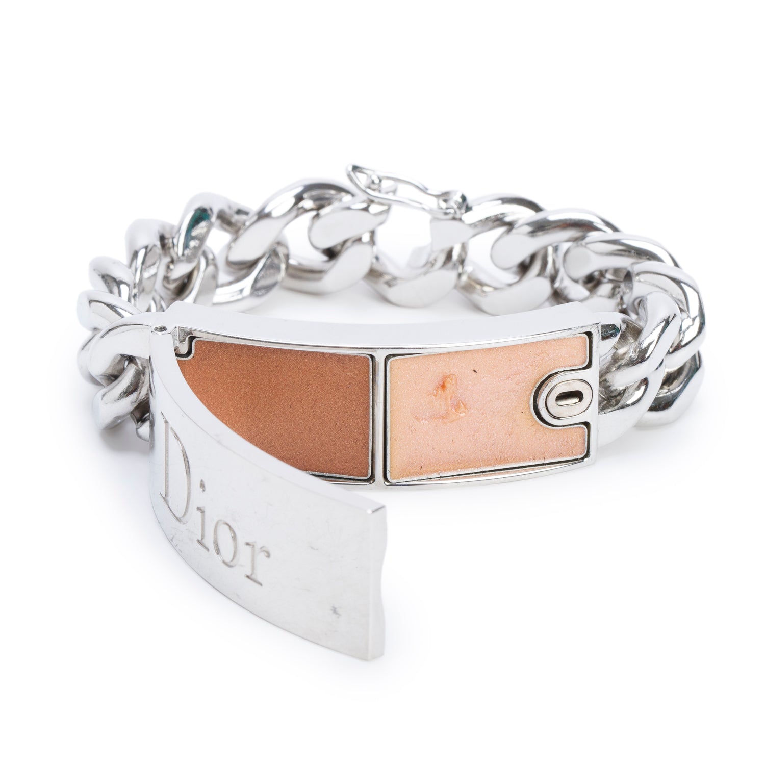 Christian Dior Silver Metal Gorumette Chain Lip Gloss Duo Bracelet