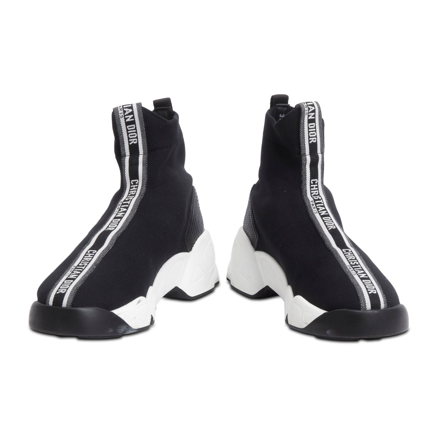 Christian Dior Black Fusion Technical Knit Canvas Sock High Top Sneakers, Size 39