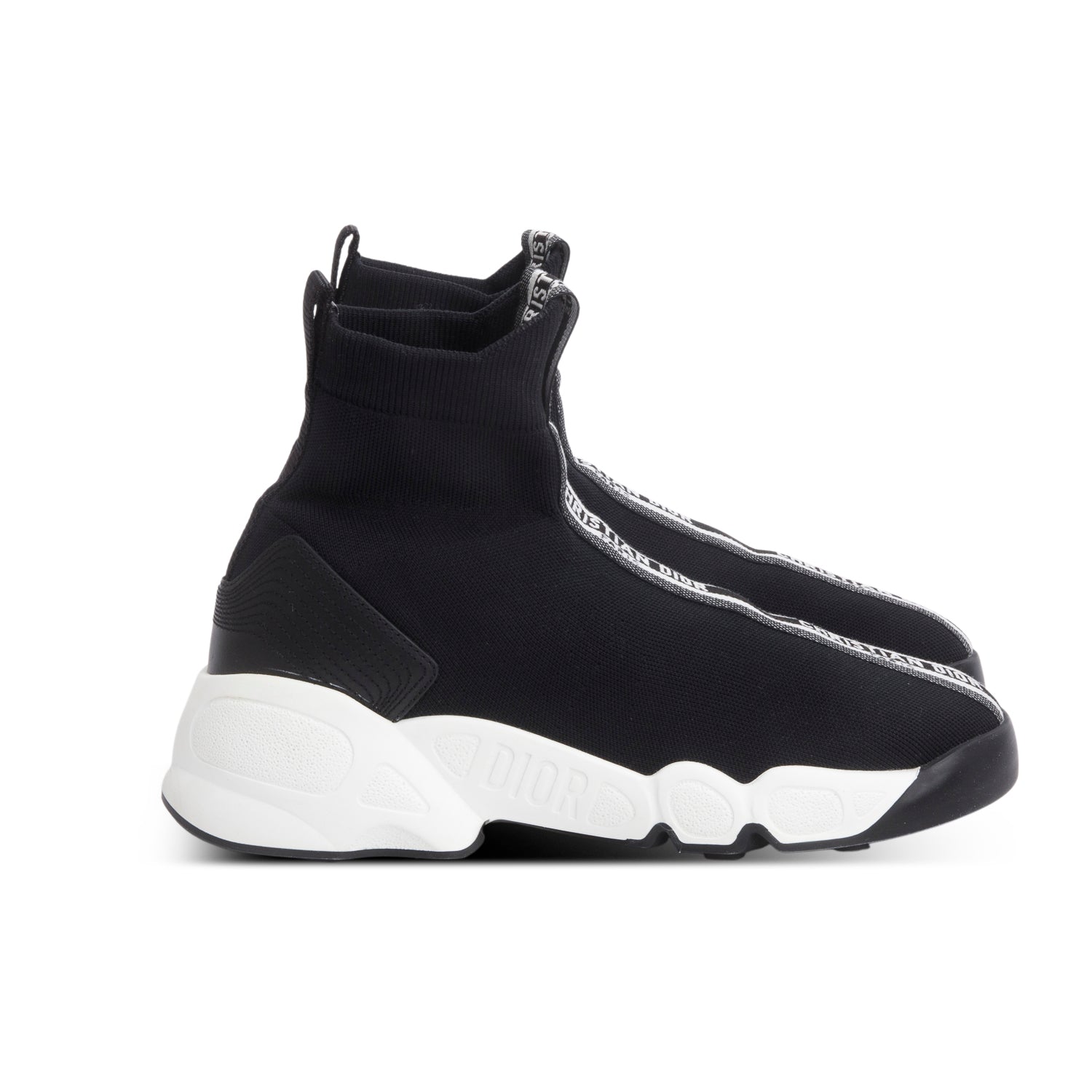 Christian Dior Black Fusion Technical Knit Canvas Sock High Top Sneakers, Size 39