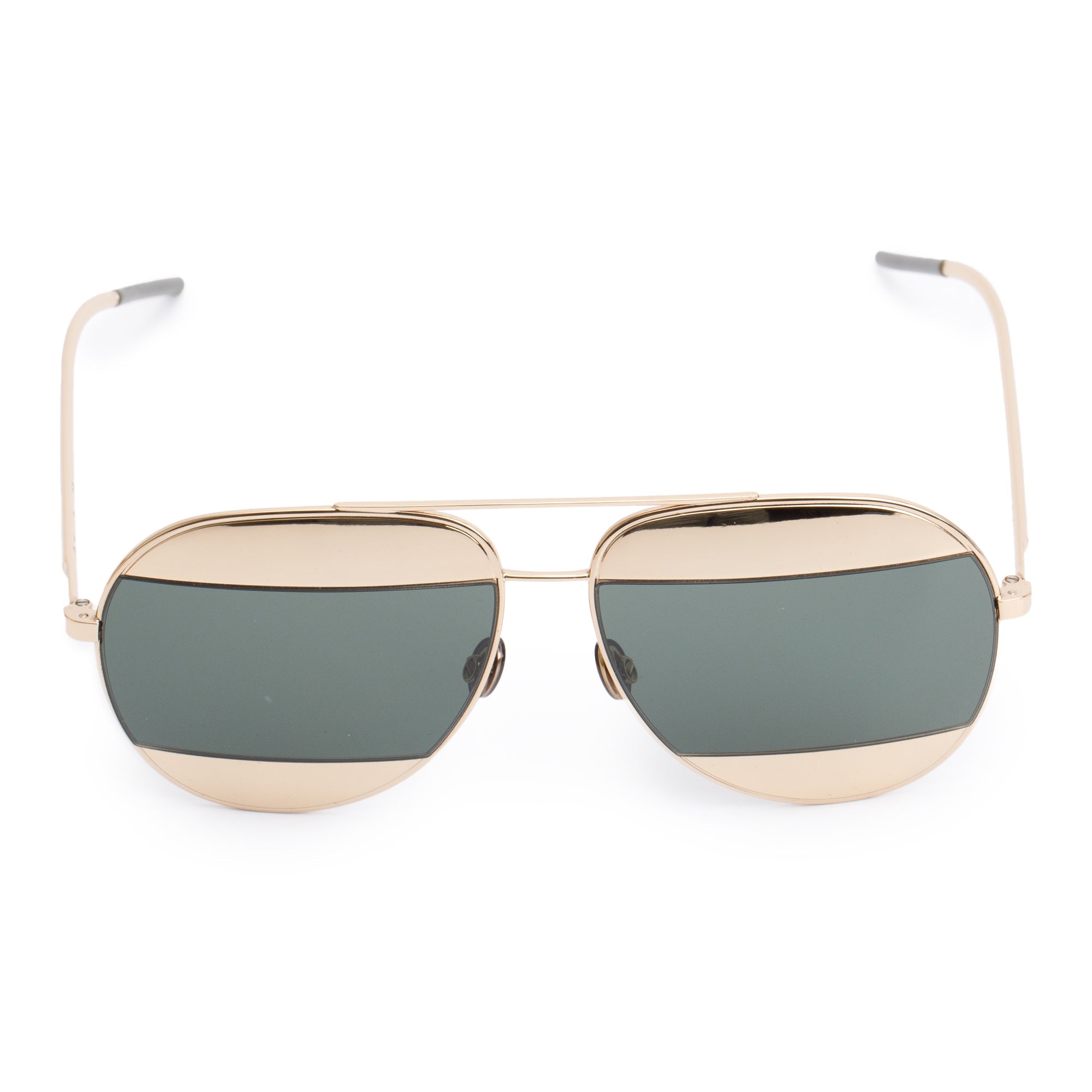 Dior Gold-Tone Metal Frame DiorSplit 1 Aviator Sunglasses w/ Case