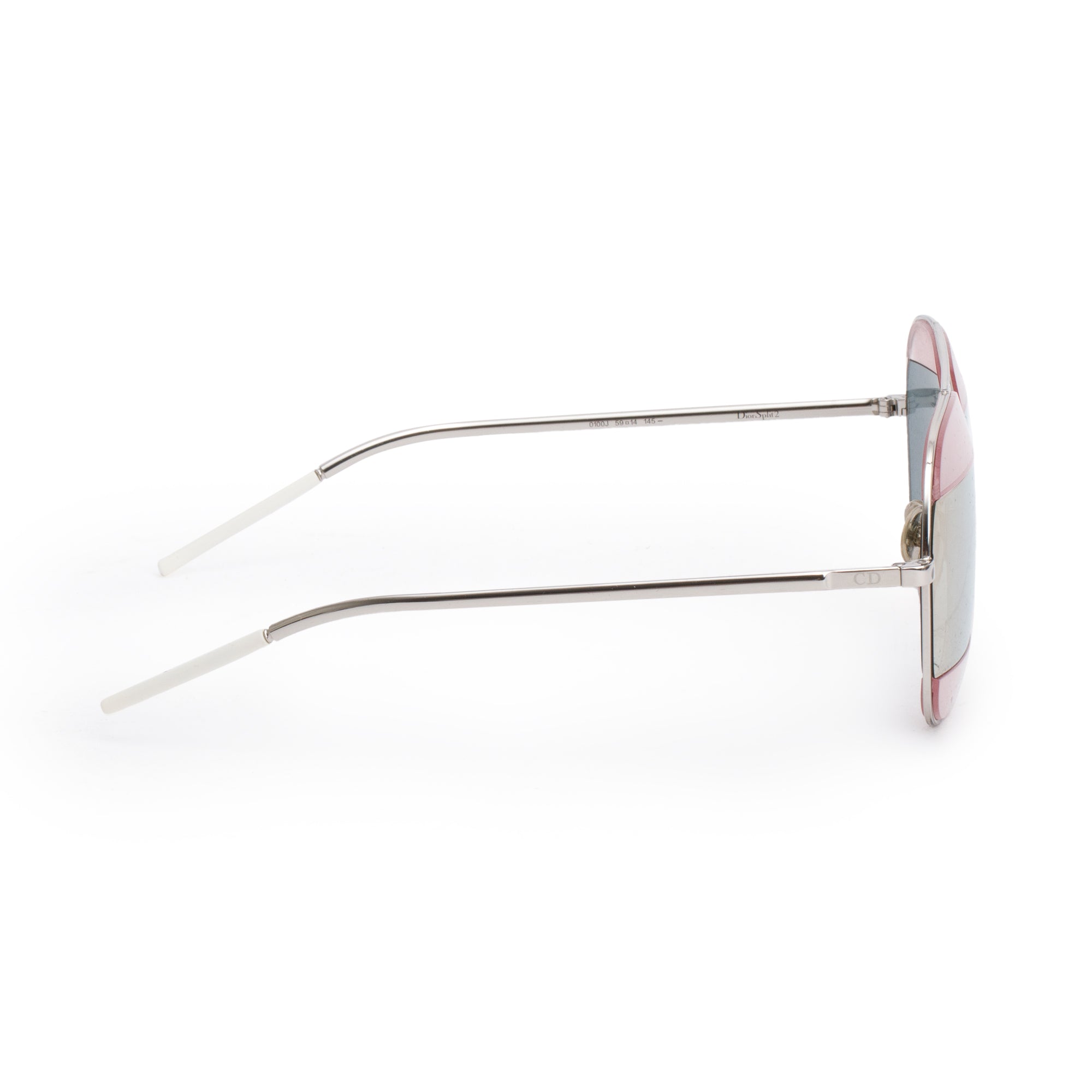 Dior Silver-Tone Metal Frame DiorSplit 2 Aviator Sunglasses w/ Case