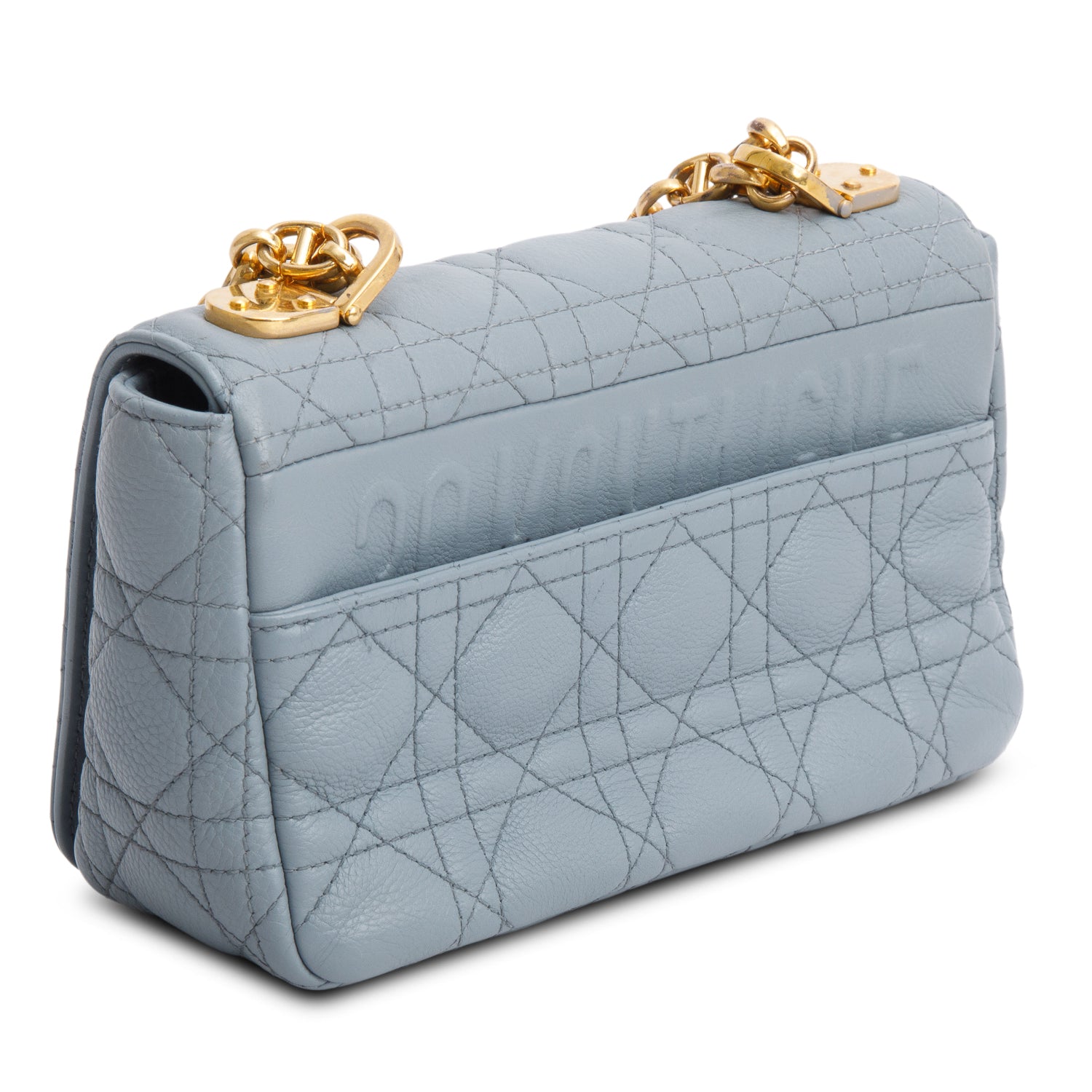 Christian Dior 2021 Grey Supple Cannage Calfskin Leather Small Dior Caro Bag