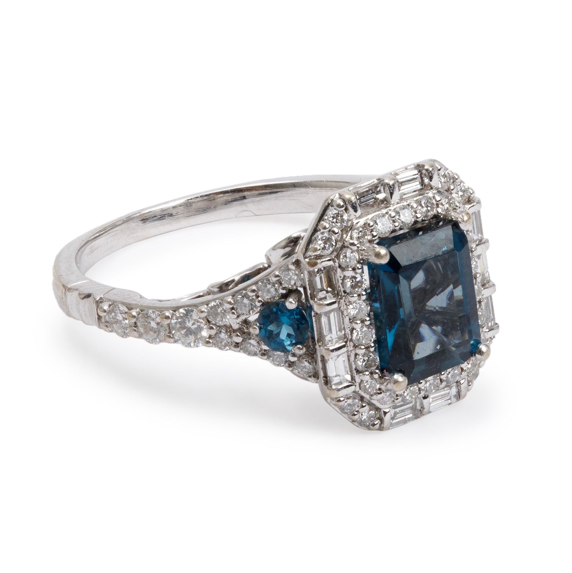 Disney 14k White Gold Blue Topaz & Diamond Ring, Size 7.75